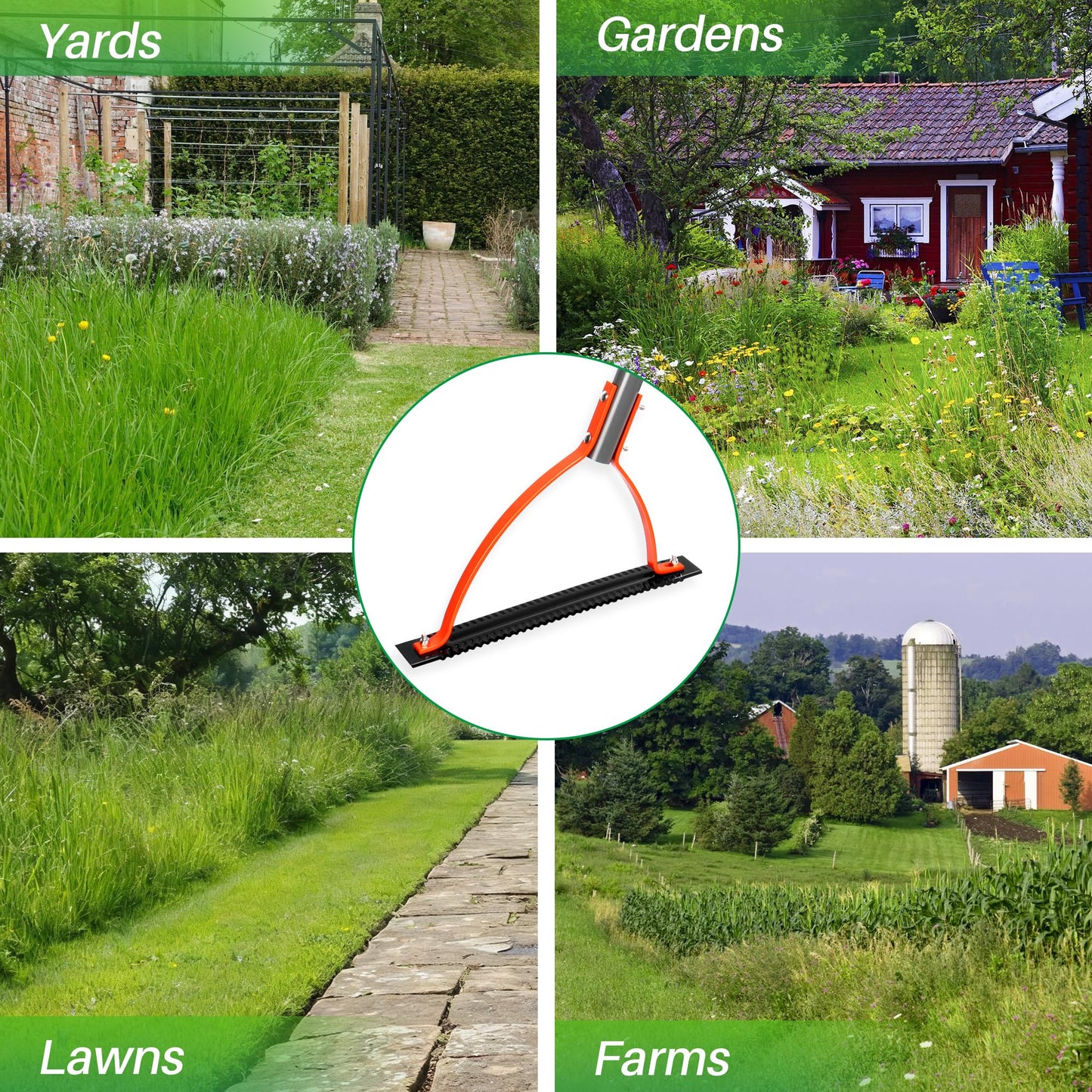Walensee Weed Grass Cutter with Serrated Double-edged Sharp Blade Manual Grass Whip with 30 Inch Steel Handle Cut Overgrown Weeds Cutting Hand Tool Steel Sod Cutter for Garden, Yard, Field and Ditches