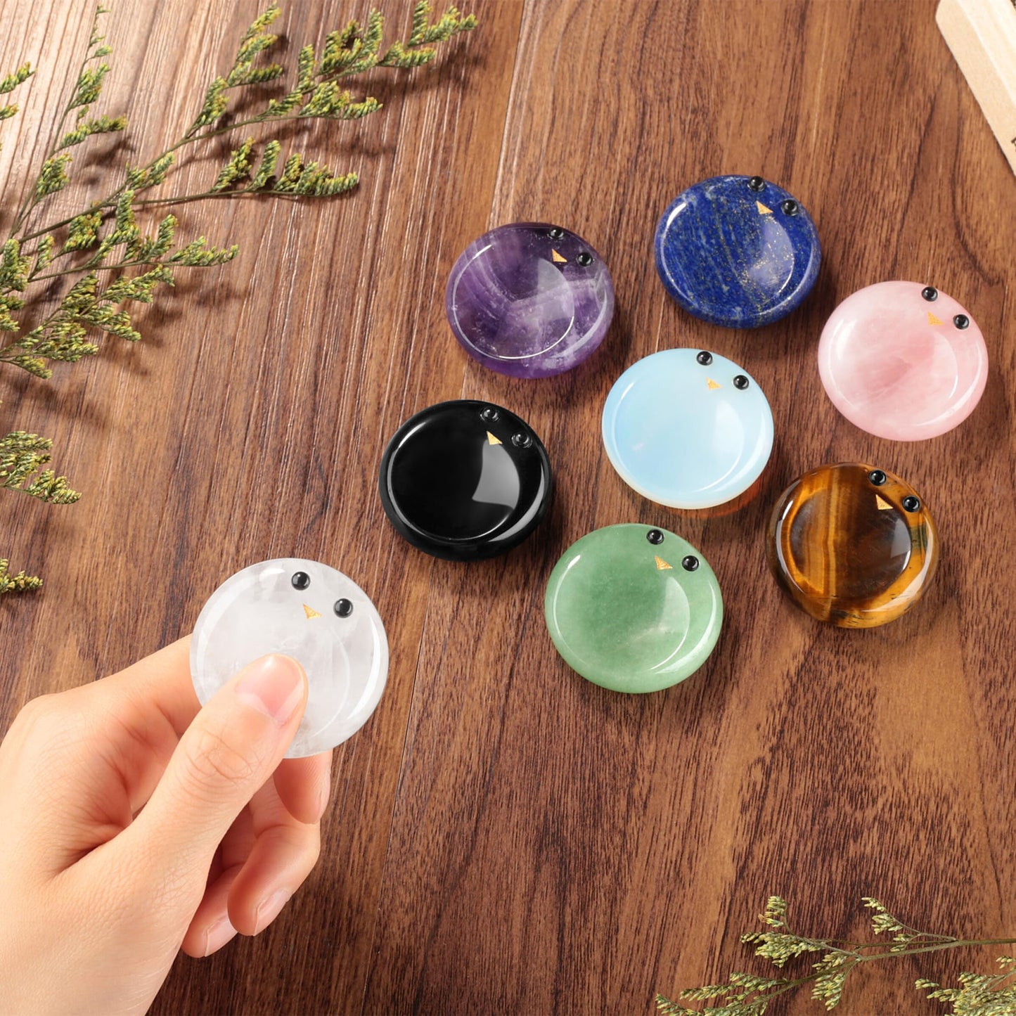 ZHIYUXI Clear Quartz Crystals Emotional Support Worry Stones for Anxiety Relief Items Stress Relief Gifts Encouragement Gifts Smile Worry Stones Calming Gifts Inspirational Gifts for Family