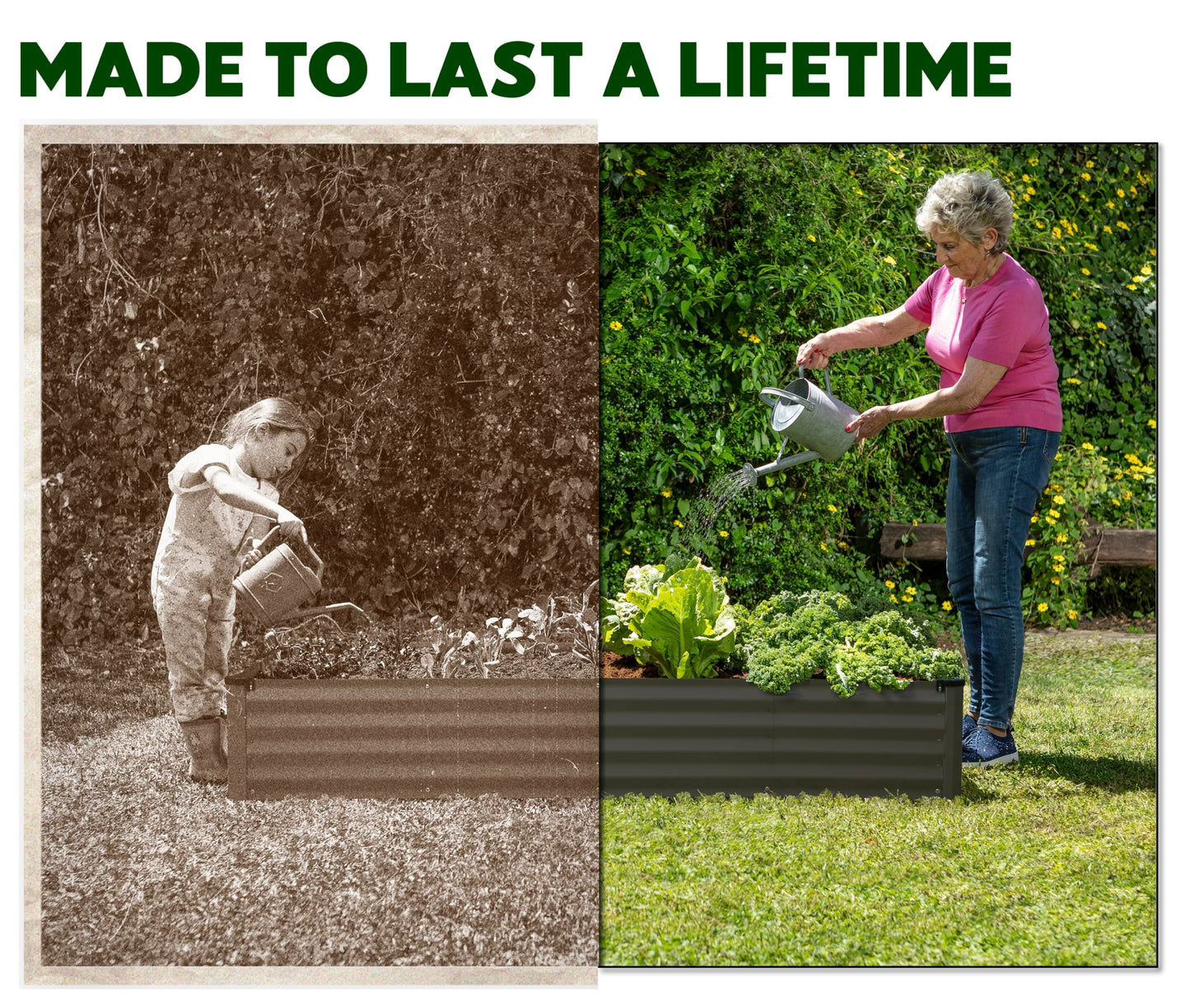 Plant & Plot Galvanized Raised Garden Beds Outdoor // 8×4×1 ft (2-Pack) Planter Raised Beds for Gardening, Vegetables, Flowers // Large Metal Garden Box // Patented Tool-Free Design (Dark Gray)