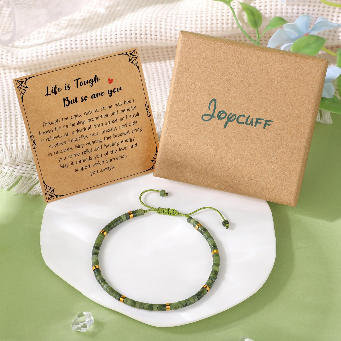 JoycuFF Bracelets for Women, Inspirational Gifts Bracelets for Women, Natural Stone Healing Bracelet, Get Well Gifts for Women Mom Daughter Wife Friend