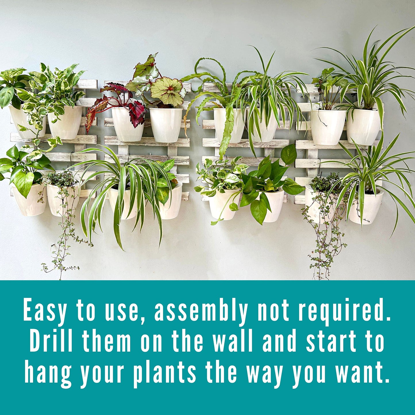 ShopLaLa Wooden Wall Planters - 2 Pack Wall Hanging Planters for Indoor Plants, White Rustic Wood Wall Mounted Flower Pot Holder Vertical Succulent Orchid Airplant Frame Display 15.7" (40cm)