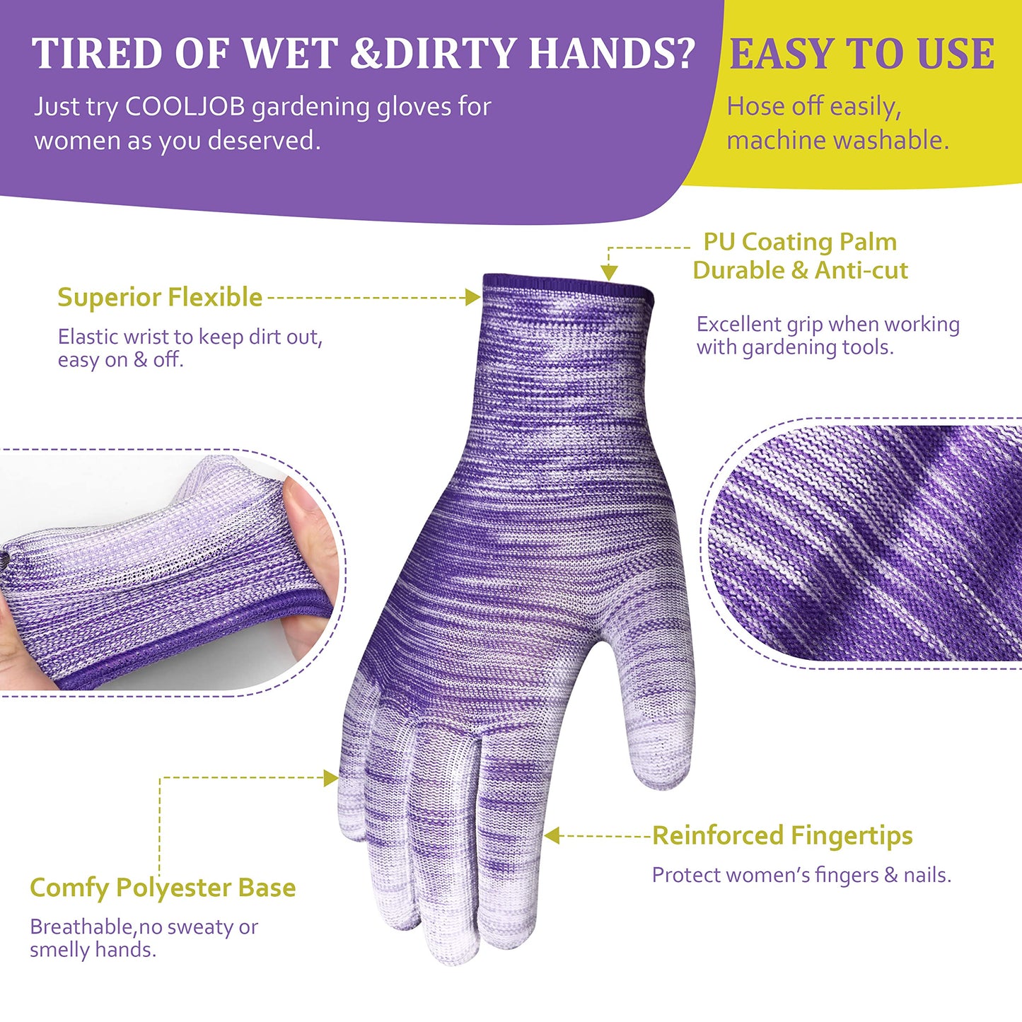 Nimalpal 6 Pairs Gardening Gloves for Women and Men Breathable Work Garden Gloves