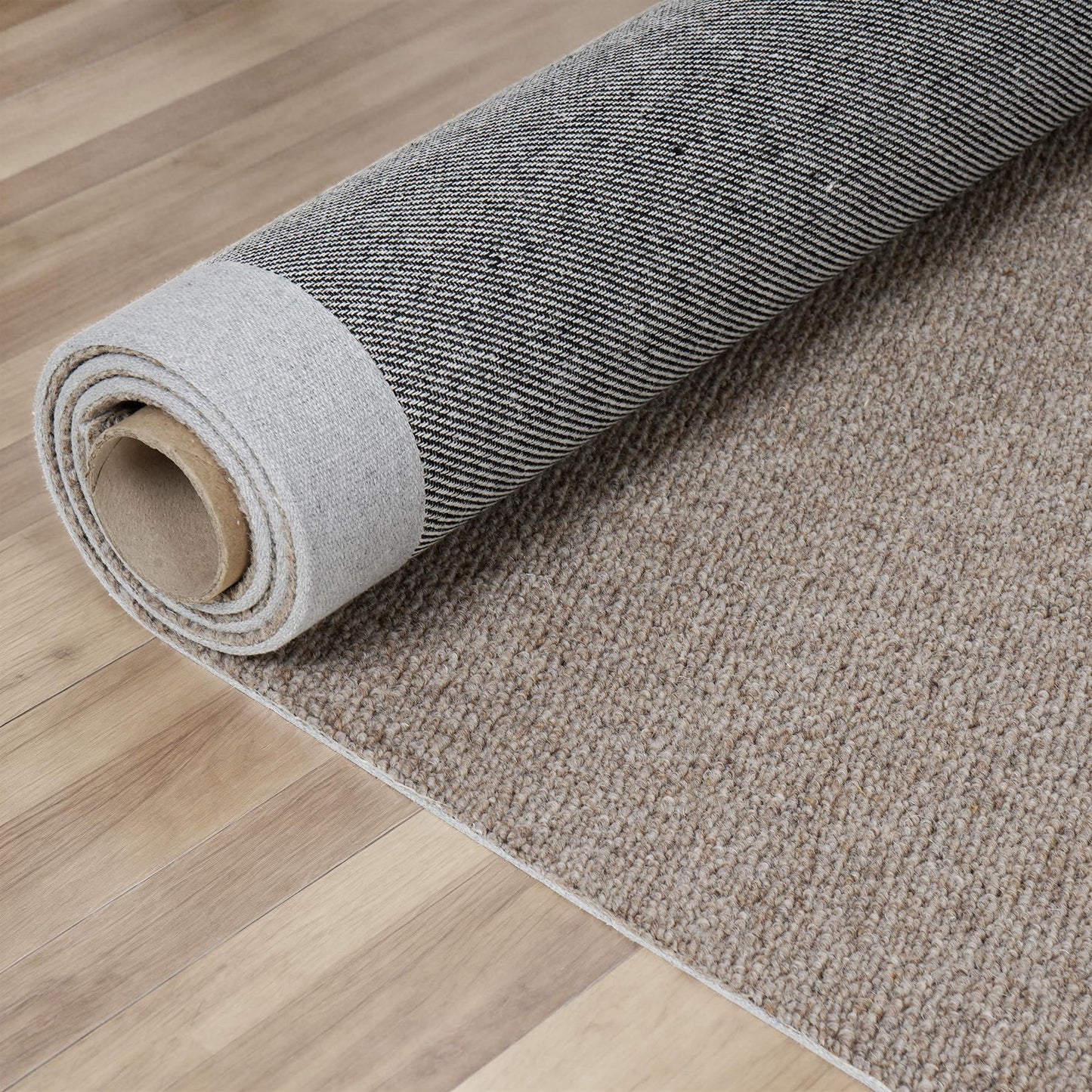 jxgzyy 100% Wool Area Rug 5'×7', All-Natural Plateau Wool Carpet with Cotton Backing, 0.28'' Low Pile Non-Shedding Modern Minimalist Style for Bedroom Living Room and Home Office, Solid Brown