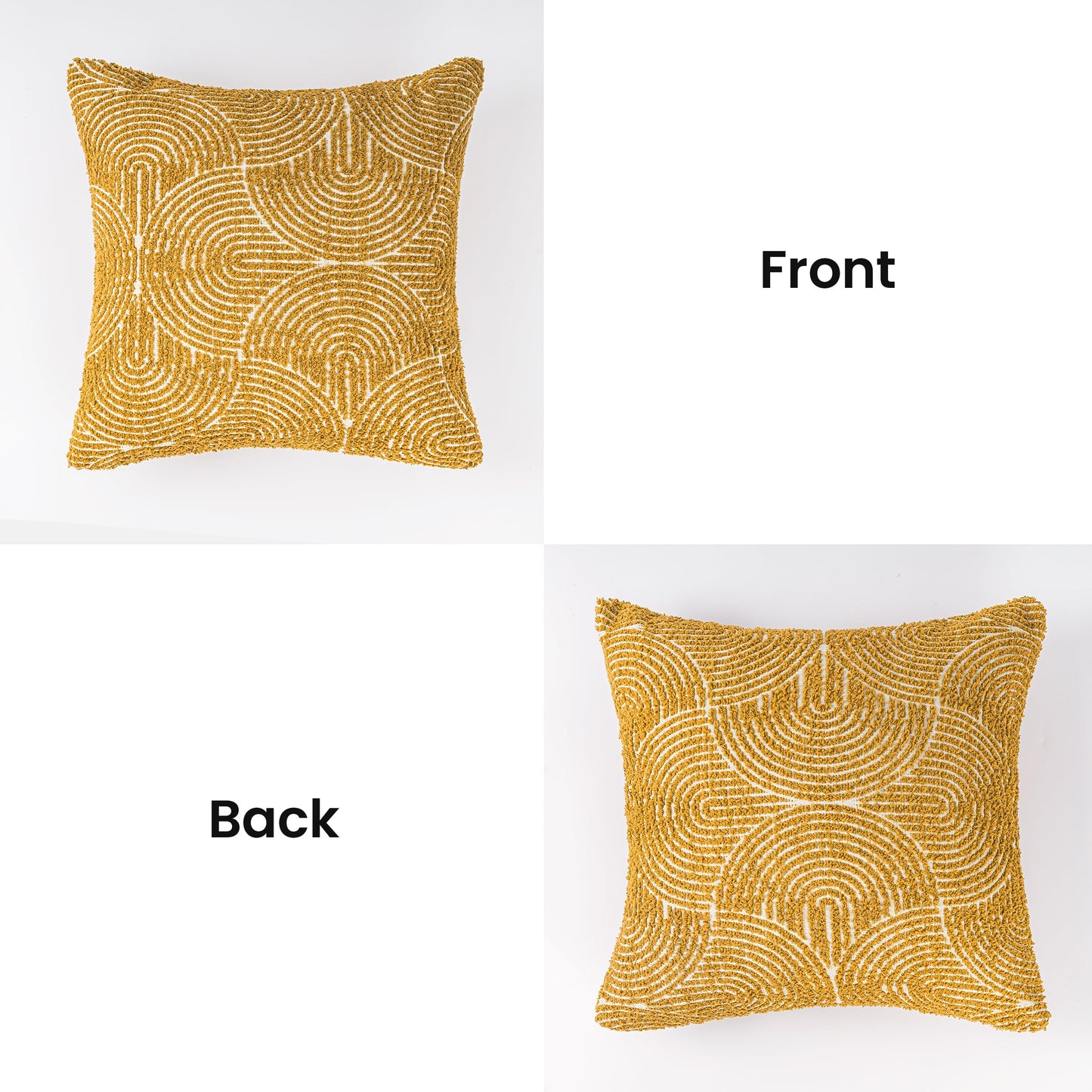 AELS Boho Decorative Textured Throw Pillow Covers 18x18, Organic Modern Mid Century Rainbow Tufted Pillow Case, Farmhouse Rustic Geometric Woven Cushion Case for Bed Couch Sofa, Mustard Yellow