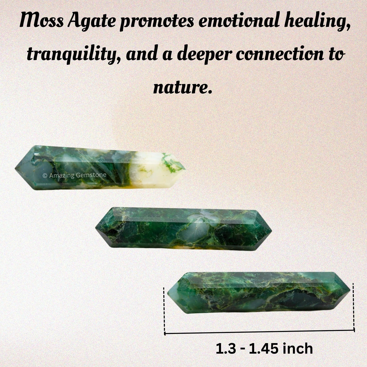 Amazing Gemstone Moss Agate Crystal Points Bulk Healing Crystals&Stones - Pack of 3 Double Terminated Healing W& Point Bulk Crystals for Crafts, Crystal Grid, DIY Work - Premium Crystals