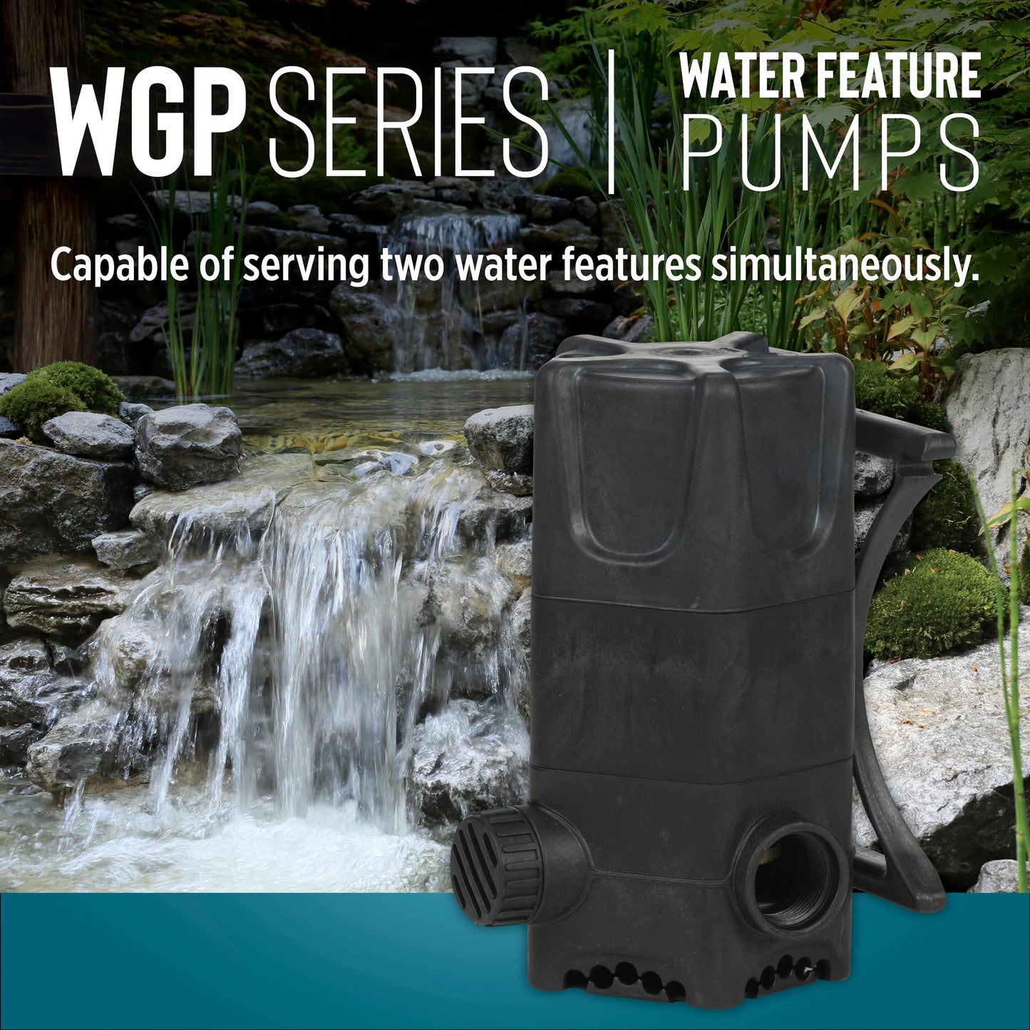 Little Giant WGP-80-PW 115 Volt, 3500 GPH Dual Discharge Direct Drive Submersible Waterfall and Pond Pump, Black, 566417