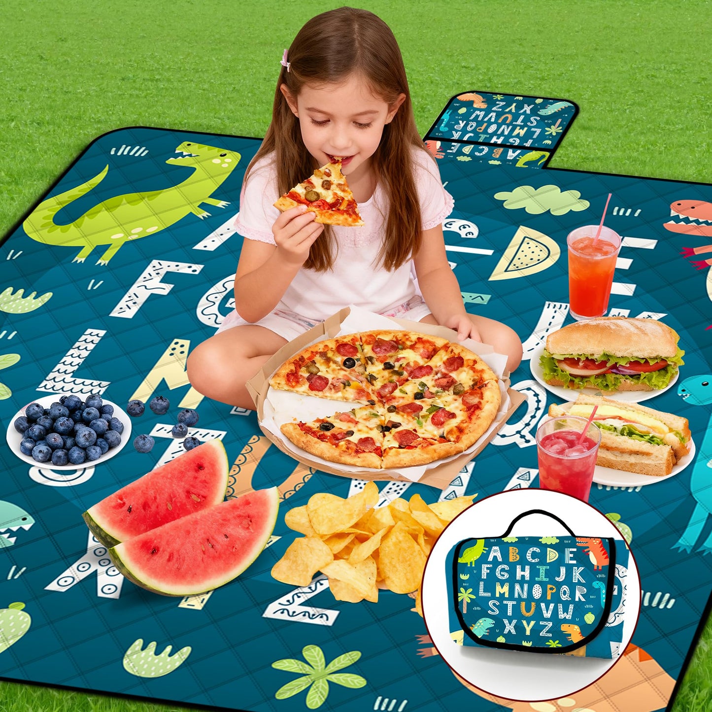 Extra Large Picnic Blanket Waterproof,80"x 80"Foldable Machine Washable Beach Blankets,Outdoor Blanket for 6-8 Adults,Picnic Mat Suitable for Indoor Crawling,Park Beach,Camping,Hiking,Travel( Blue)