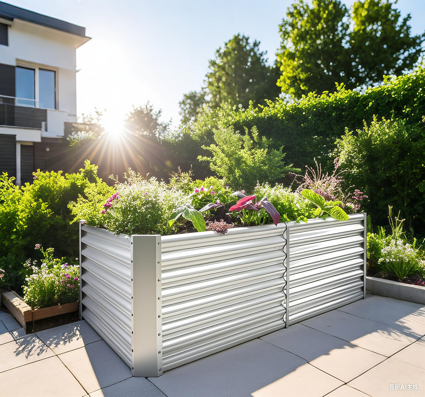 YILIFEIDA 6x3x1ft Rectangle Galvanized Raised Garden Beds kit，Large-Capacity Metal Planter Garden Box Outdoor,Metal Garden Bed for Vegetables，Flower，Fruits，Steel Raised Beds for Backyard Gardening