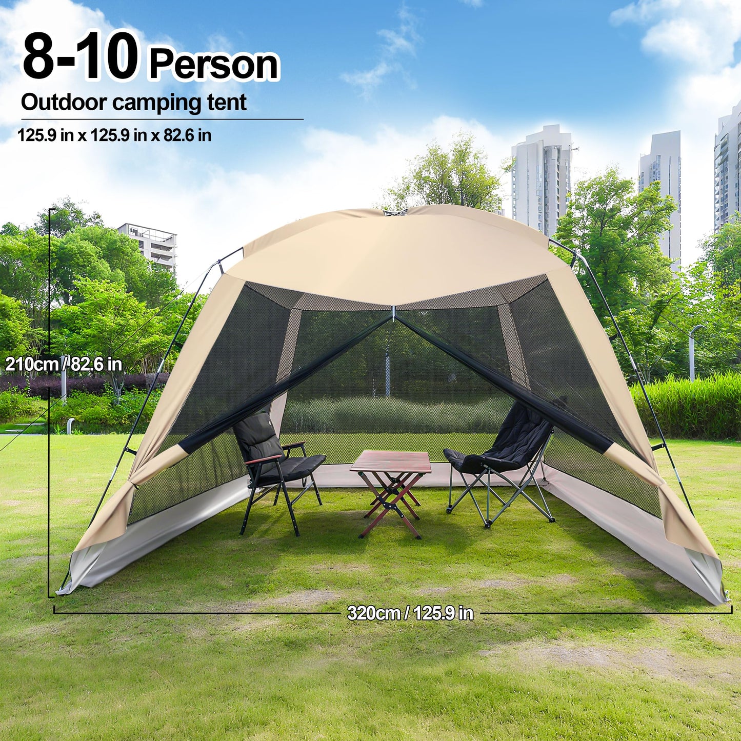 12'x12' Camping Screen Tent - Portable Screen Canopy 8-10 Person&Instant UV Resistant Sun Shelter,Easy to Set Up&Mosquito Net Tent&Waterproof,Suitable for Family Camping Trip,Backyard,Picnic