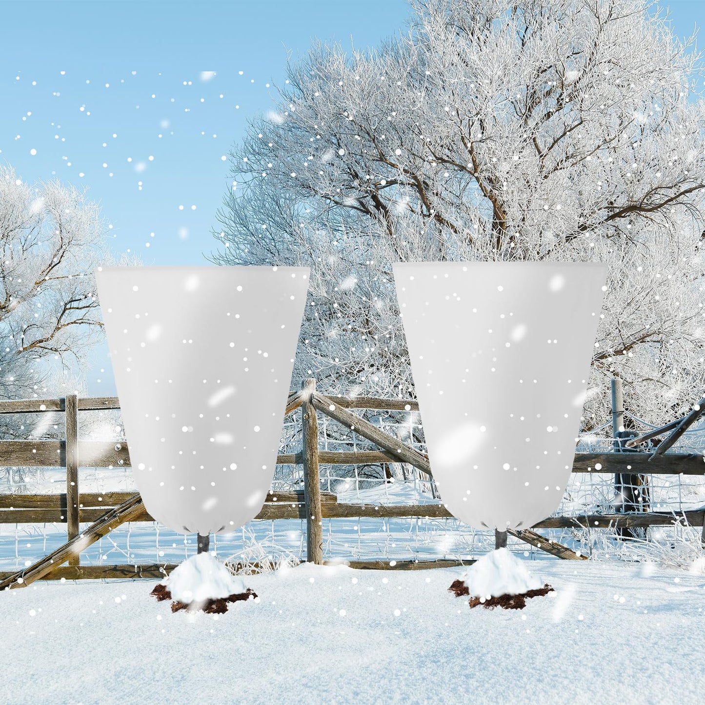 Vincreem 4 Pcs Plant Covers Freeze Protection 35.4" x 59" Winter Frost Blankets for Outdoor Plants with Zipper Drawstring Frost Cloth Freeze Covers Warm Shrub Jacket for Fruit Tree Potted(White)
