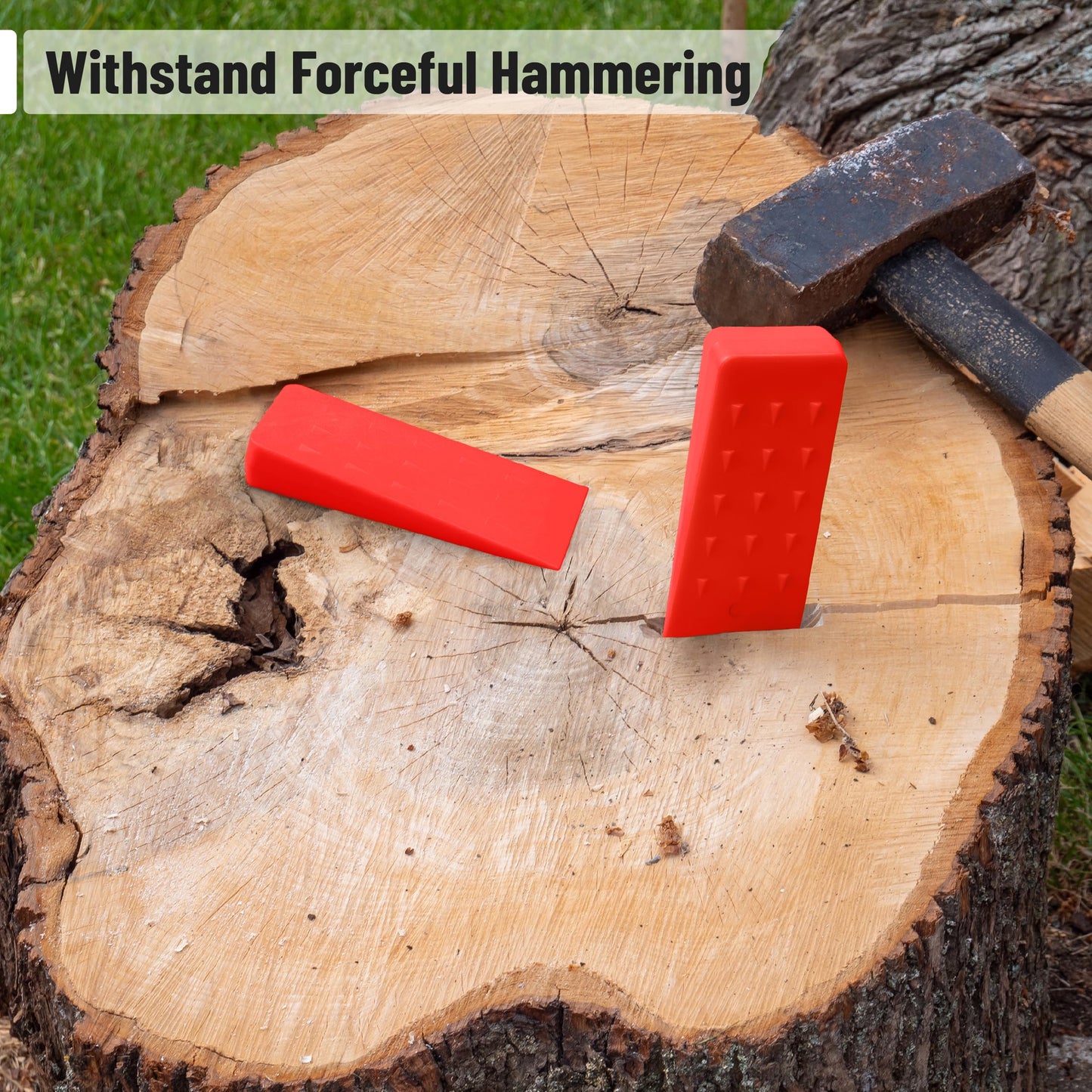 UNCO- Tree Felling Wedges with Spikes, 6 pcs, 5.5", 8" & 10", Orange Wedges with Storage Bag, Splitting Wedge, Plastic Wedges for Tree Cutting, Logging Tools and Equipment, Chainsaw Wedges for Trees
