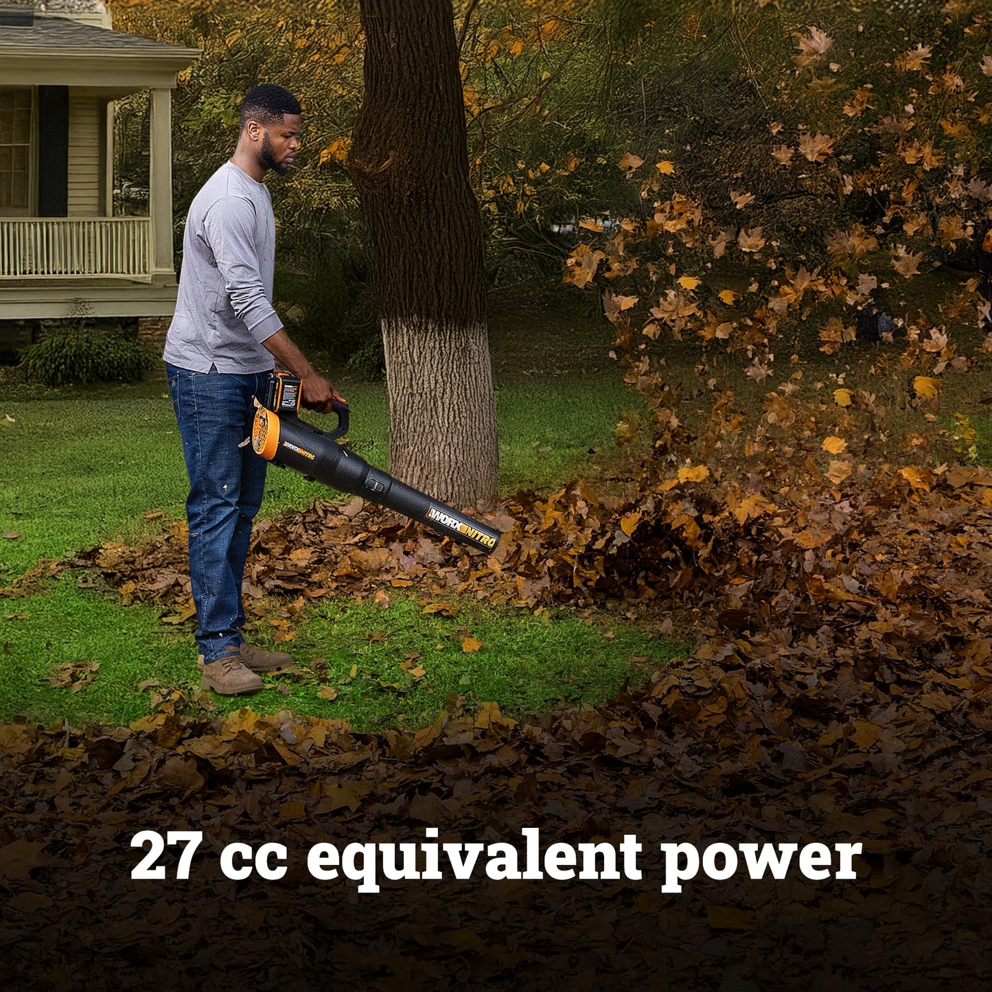 WORX Cordless String Trimmer & Leaf Blower Combo, 15'' 40V Weed Eater with Carbon Fiber Shaft, 530 CFM 40V Quiet Electric Blower with 57 dB, 2 × 4.0 Ah Batteries & Charger Included, WP925