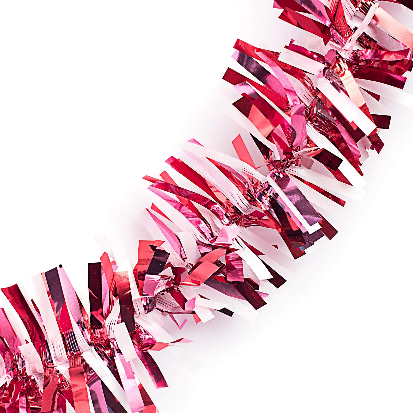 Anderson's Metallic Red, White & Pink Tinsel Twist Garland, 25ft Holiday Decoration, Christmas Tree Trim, Parade Float Decor, Party Supplies, Halloween, Graduation, Indoor/Outdoor Event Garland