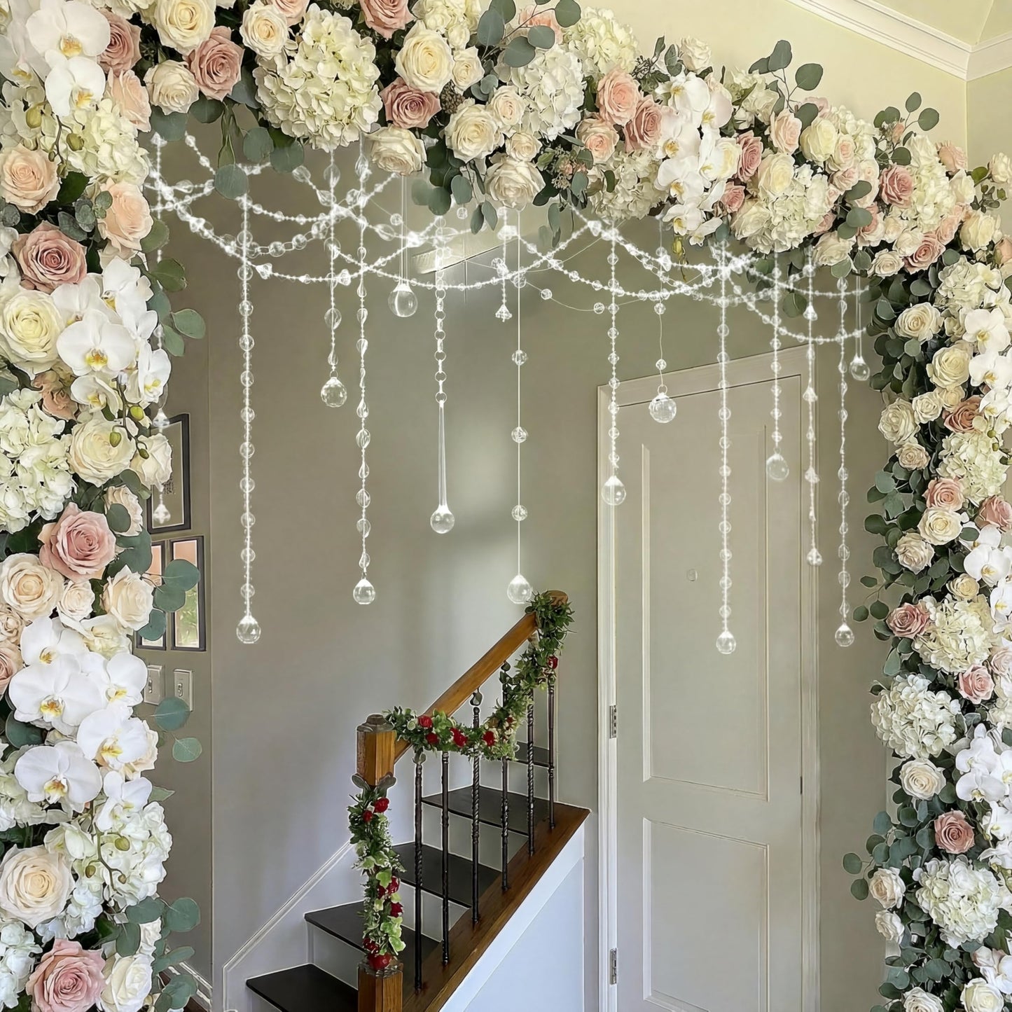 Soulchen 24 Pcs 40 Inch Clear Acrylic Crystal Garland Strands Large Hanging Chandelier Bead Chain String Wedding Icicle Drop Ornaments for Wedding Party Decor