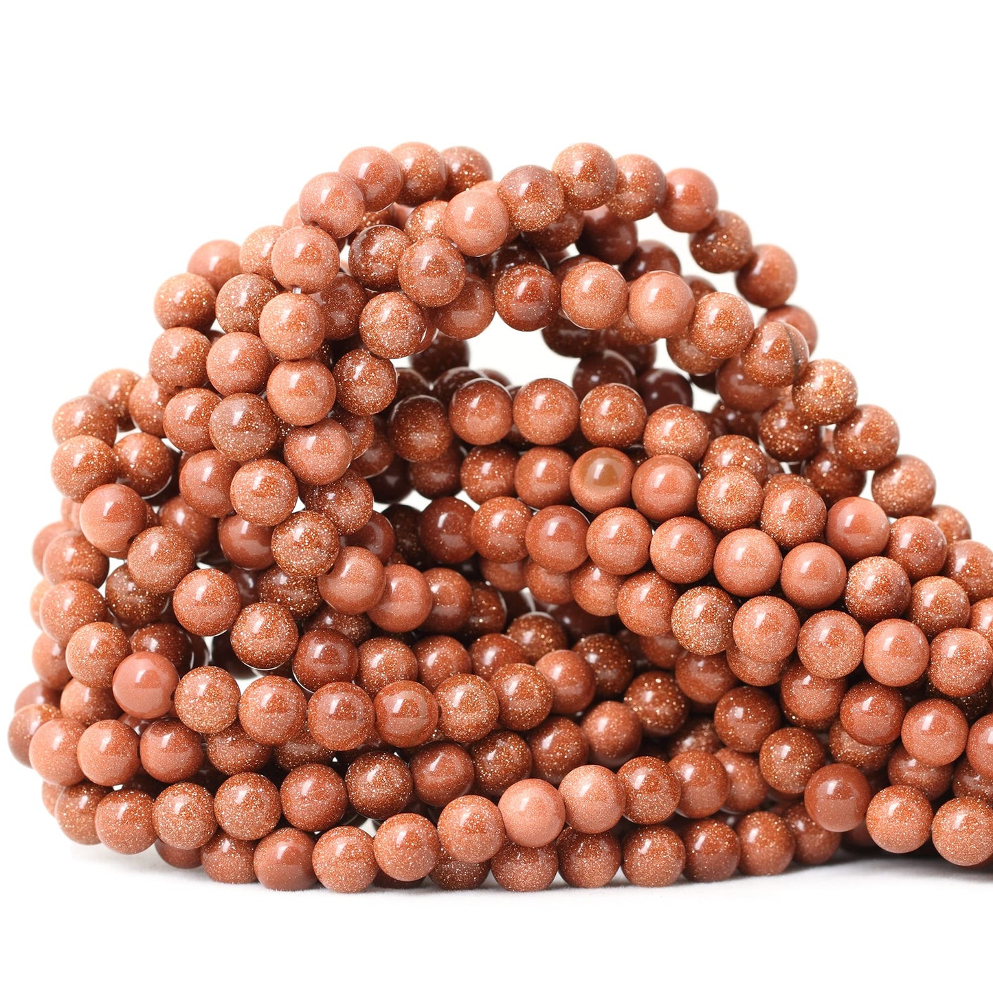 CHEAVIAN 60PCS 6mm Gold Sandstone Gemstone Round Loose Beads for Jewelry Making 1 Strand 15"
