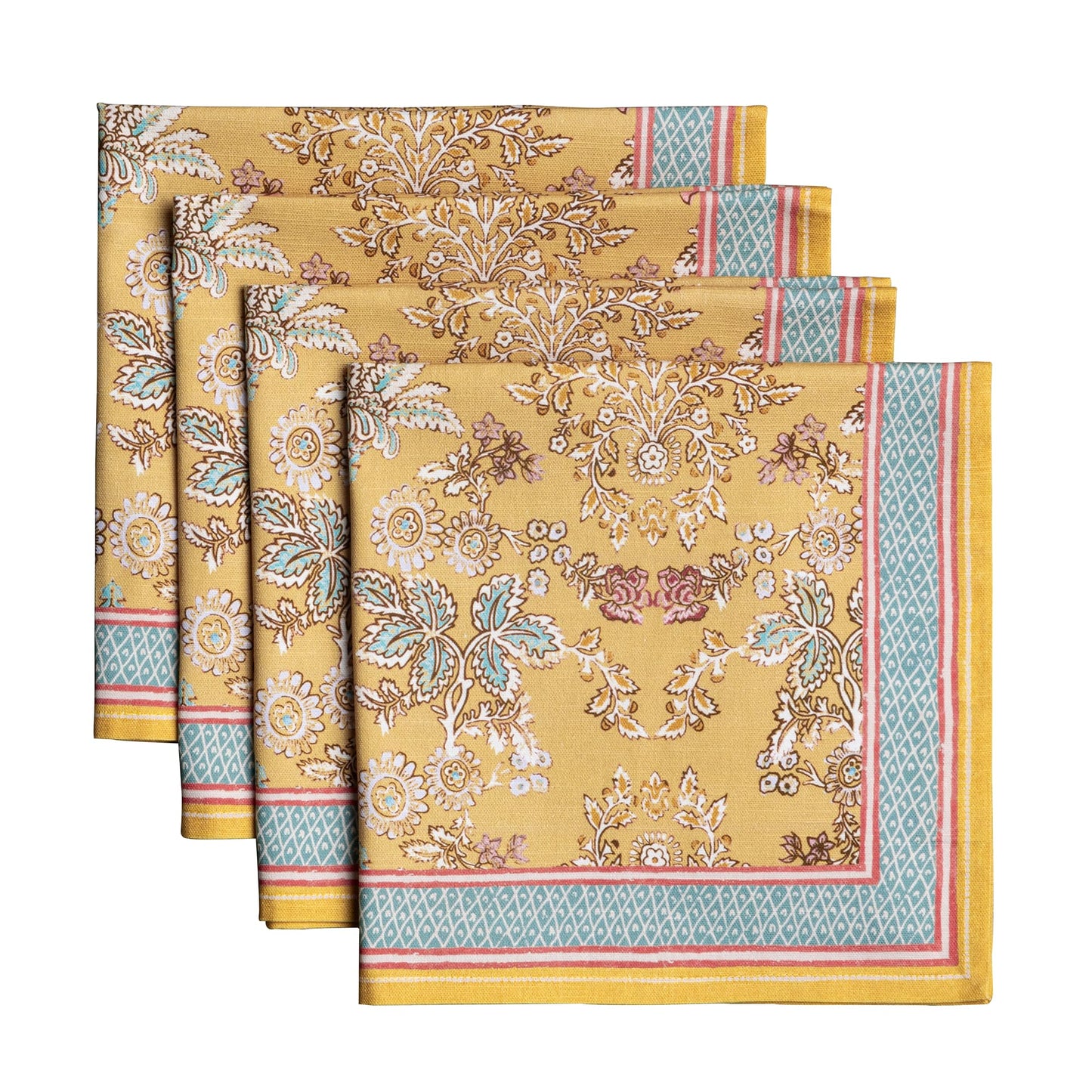 Maison d' Hermine Cloth Napkins Set of 4 100% Cotton Everyday Reusable Square Napkins Cloth Washable Dinner Party Wedding Restaurant Gifts for Mothers Day Spring/Summer (Marquise, 20" x 20")