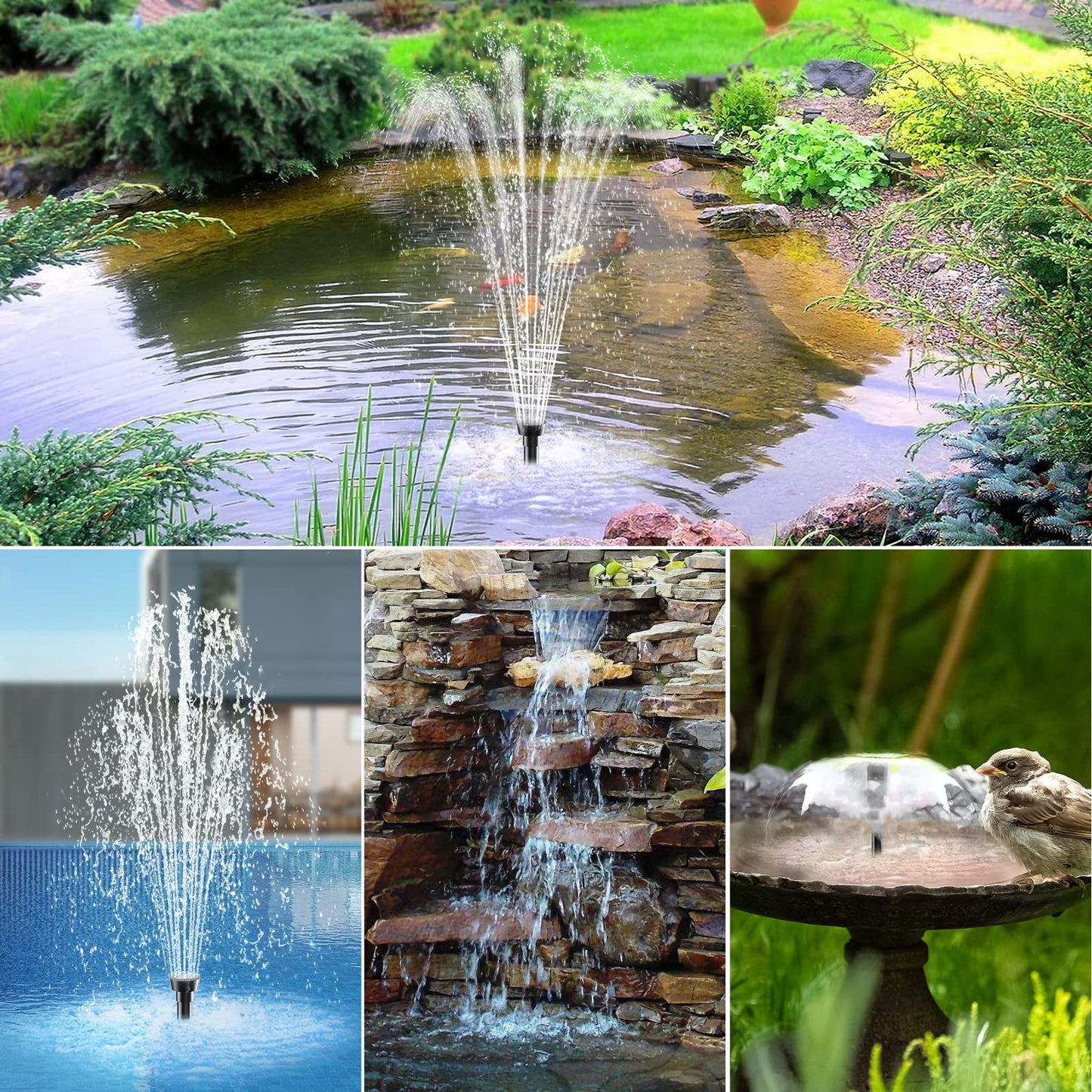Antfraer 12W Solar Water Pump, Solar Water Fountain Pump 160GPH Flow Adjustable with 6.6FT PVC Tubing, Solar Pond Pump for Fish Pond Garden Waterfall Hydroponics DIY Water Features