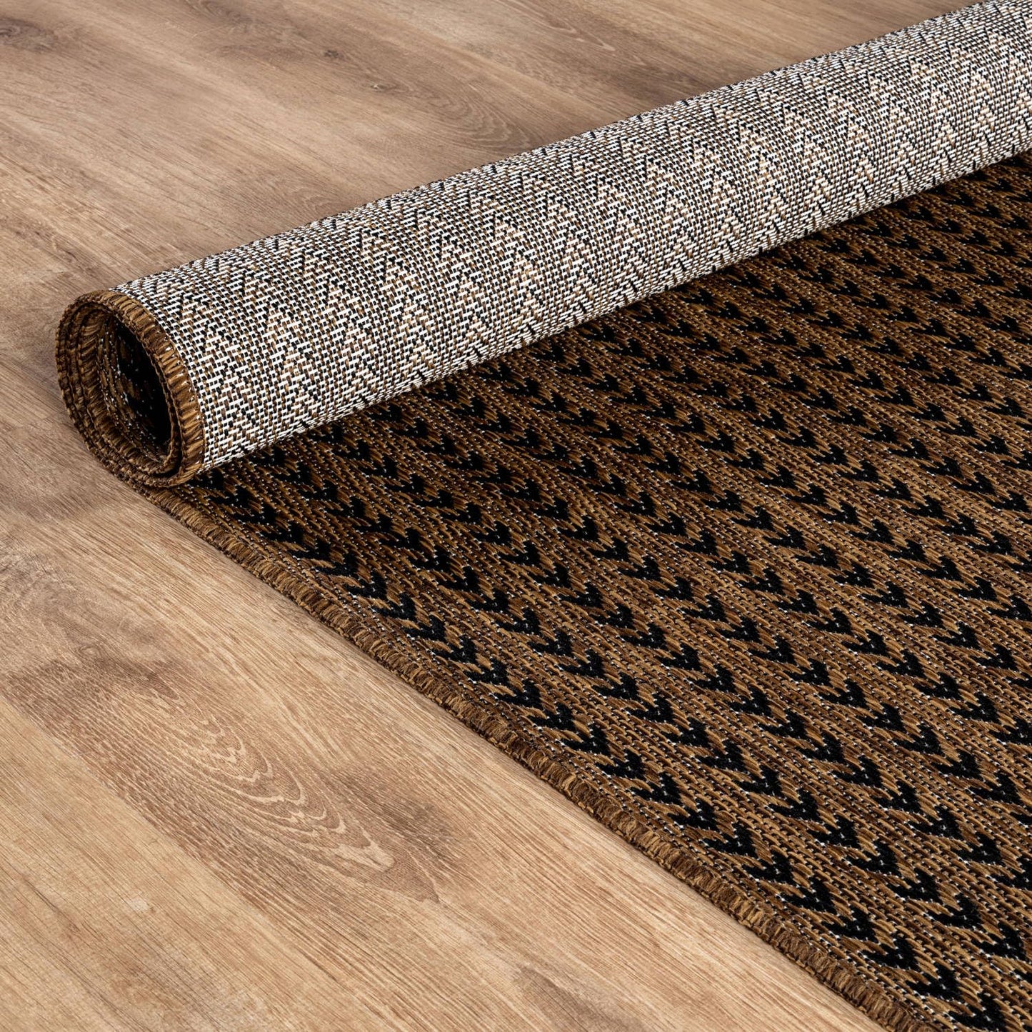 Washable Outdoor Rug 5x7 Modern Area Rugs Outdoor Carpets Striped Pattern Non Shedding Waterproof Easy Clean Patio Deck Porch Living Room Bedroom Garden RV (5 X 7 Gold)