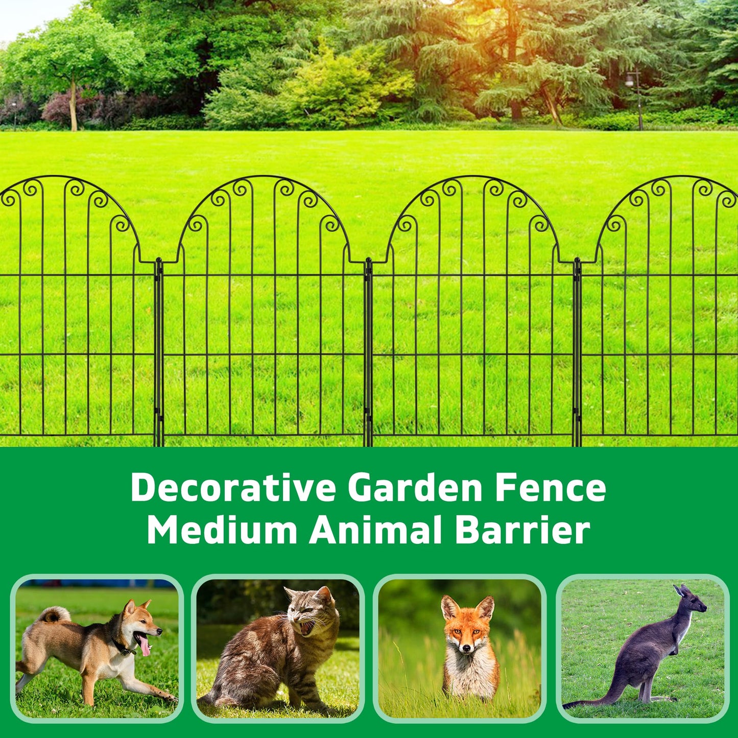 Decorative Garden Fence No Dig Rustproof Metal Fencing Barrier Border for Dog 5 Panels, Garden Fencing for Outdoor Patio Lawn Yard Flower Bed(28 Inches High)