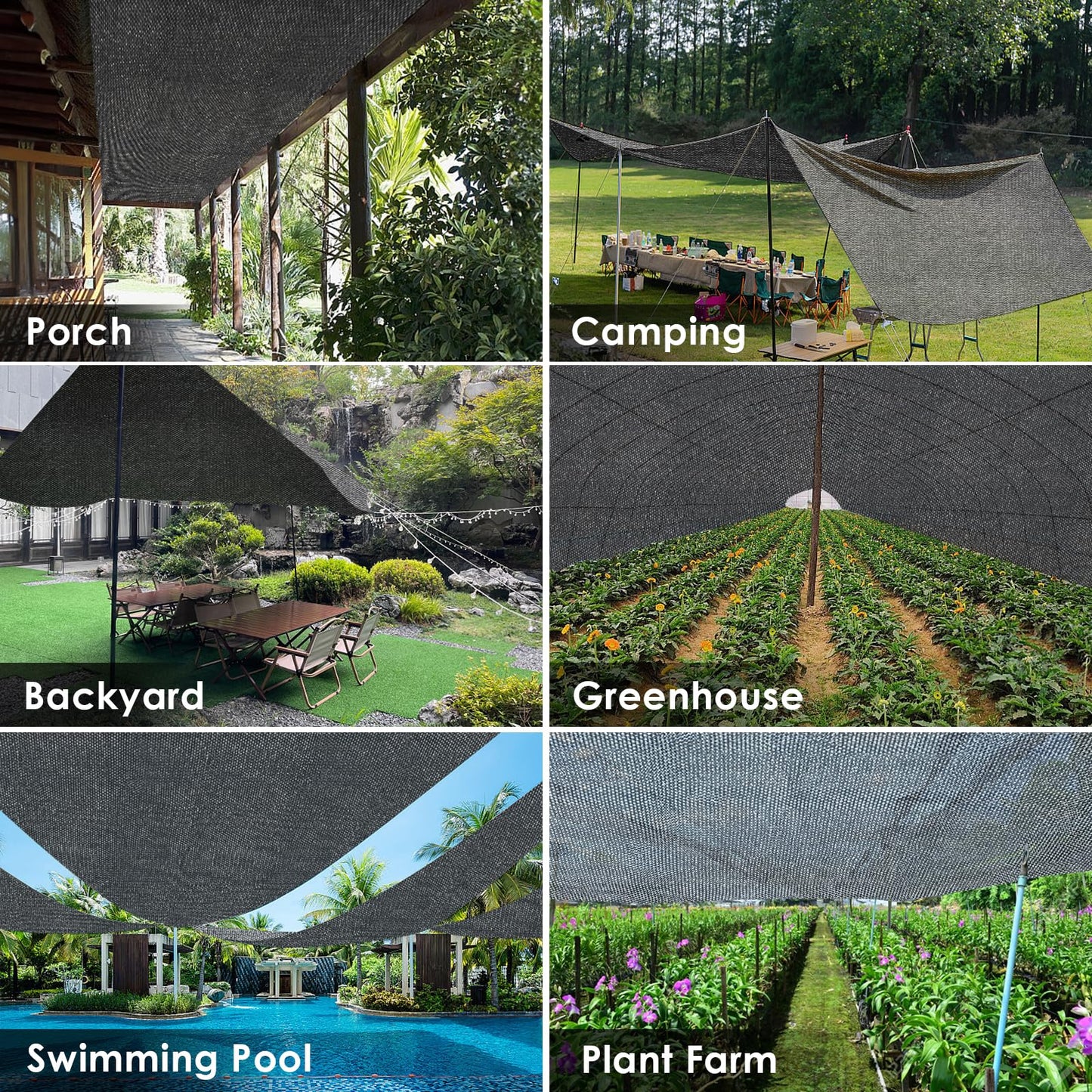 Tigvio 55% Shade Cloth for Garden, 9.8x18.7FT HDPE Mesh Tarp with Reinforced Grommets- Outdoor Sun Shade Cover for Greenhouse, Plant, Pergola, Chicken Coop, Backyard Patio Sunshade Net