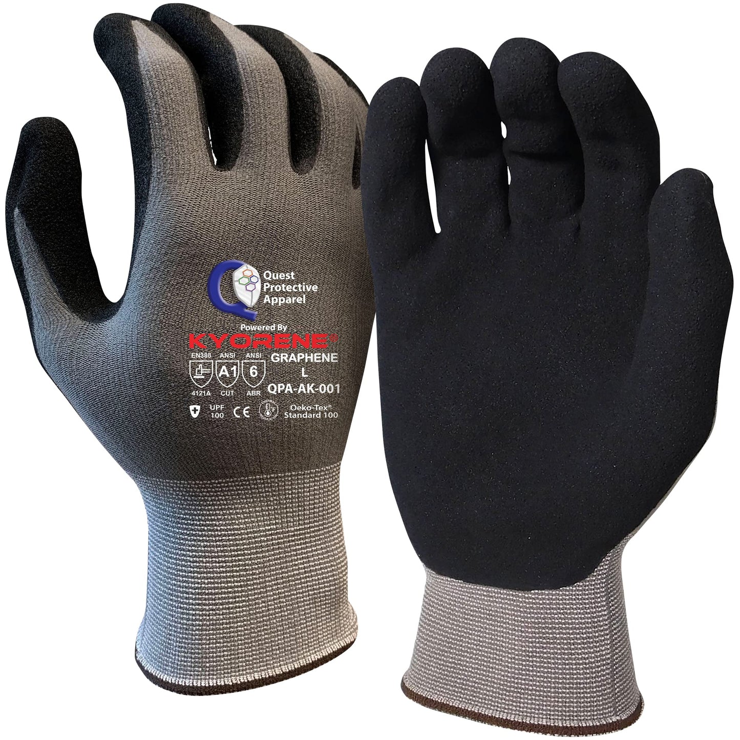 Quest Protective Apparel Cut Resistant Work Gloves (ANSI A1) – Lightweight Graphene Gloves for Gardening, DIY, Mechanical & General Handling – Breathable Grip Gloves for Men & Women – Large, Pack of 1