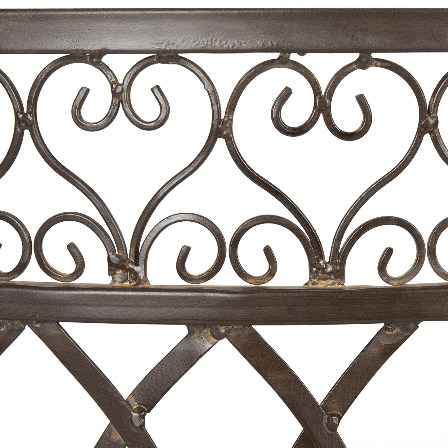SAFAVIEH Outdoor Collection Lara Victorian Rustic Brown Iron Kissing Bench