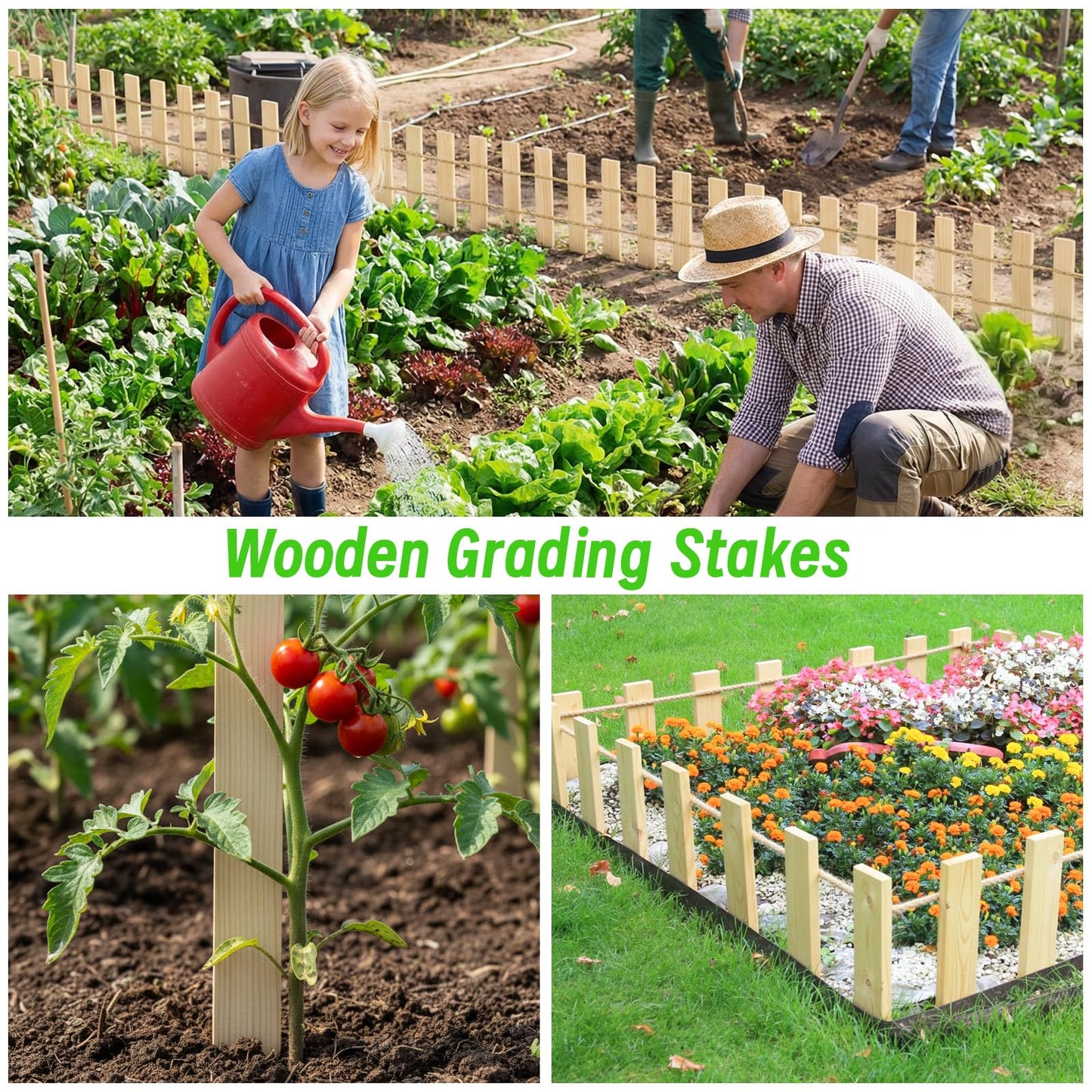 Warmfarm 20 Pack Wooden Garden Stakes, Wood Survey Grading Stakes 12in, Wood Garden Stake for Vegetables and Vines, Pointed Wooden Stake for Fencing, Landscaping, Survey Use