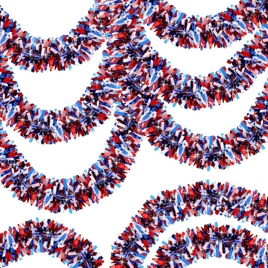 50 FT 4th of July Tinsel Garland Red White and Blue Garland Fourth of July Garland Patriotic Garland for Home Party Holiday Celebration Memorial Day Independence Day 4th of July Decorations