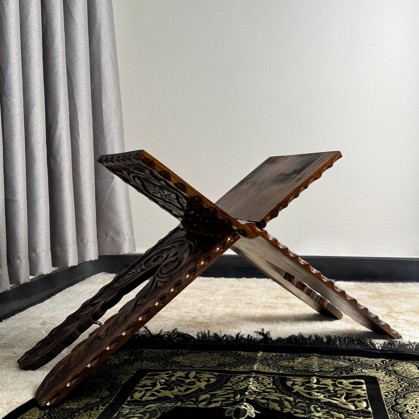 Handcarved Wooden Quran Stand, Islamic Home Decor, Pray Room Decoration, Cedar Wood, Folding Quran Display Holder