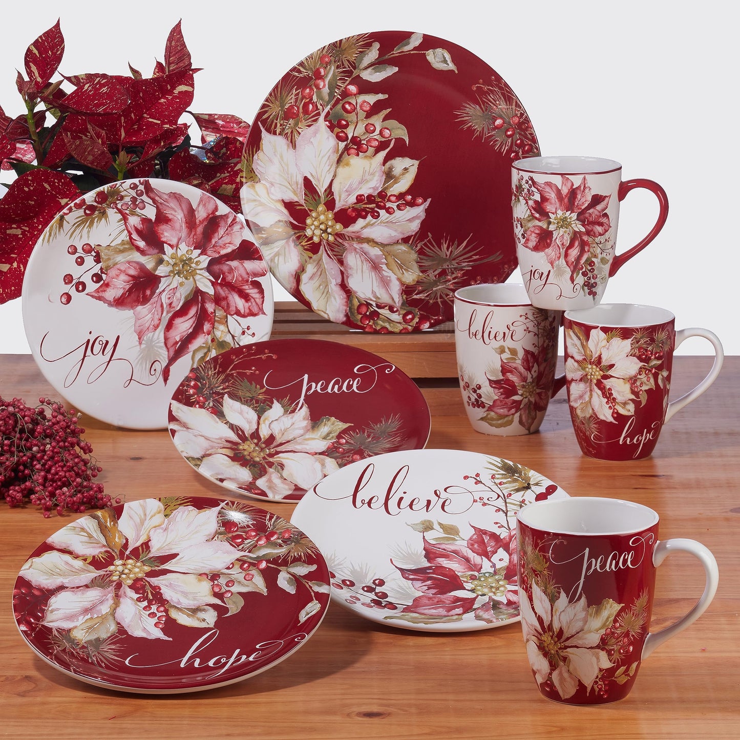 Certified International Winters Joy 16 Piece Dinnerware Set, Service for 4