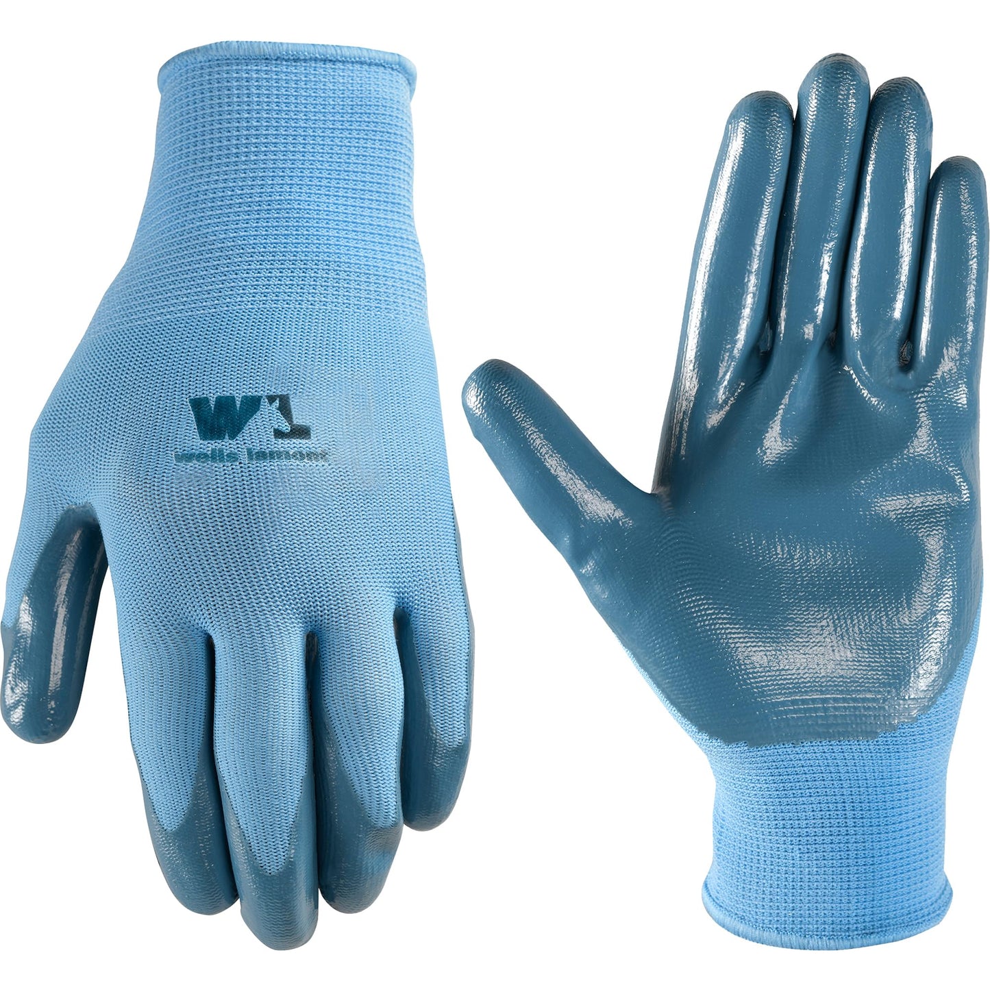 Wells Lamont Women's Blue Nitrile Coated Work and Gardening Gloves, Medium (497M-400)