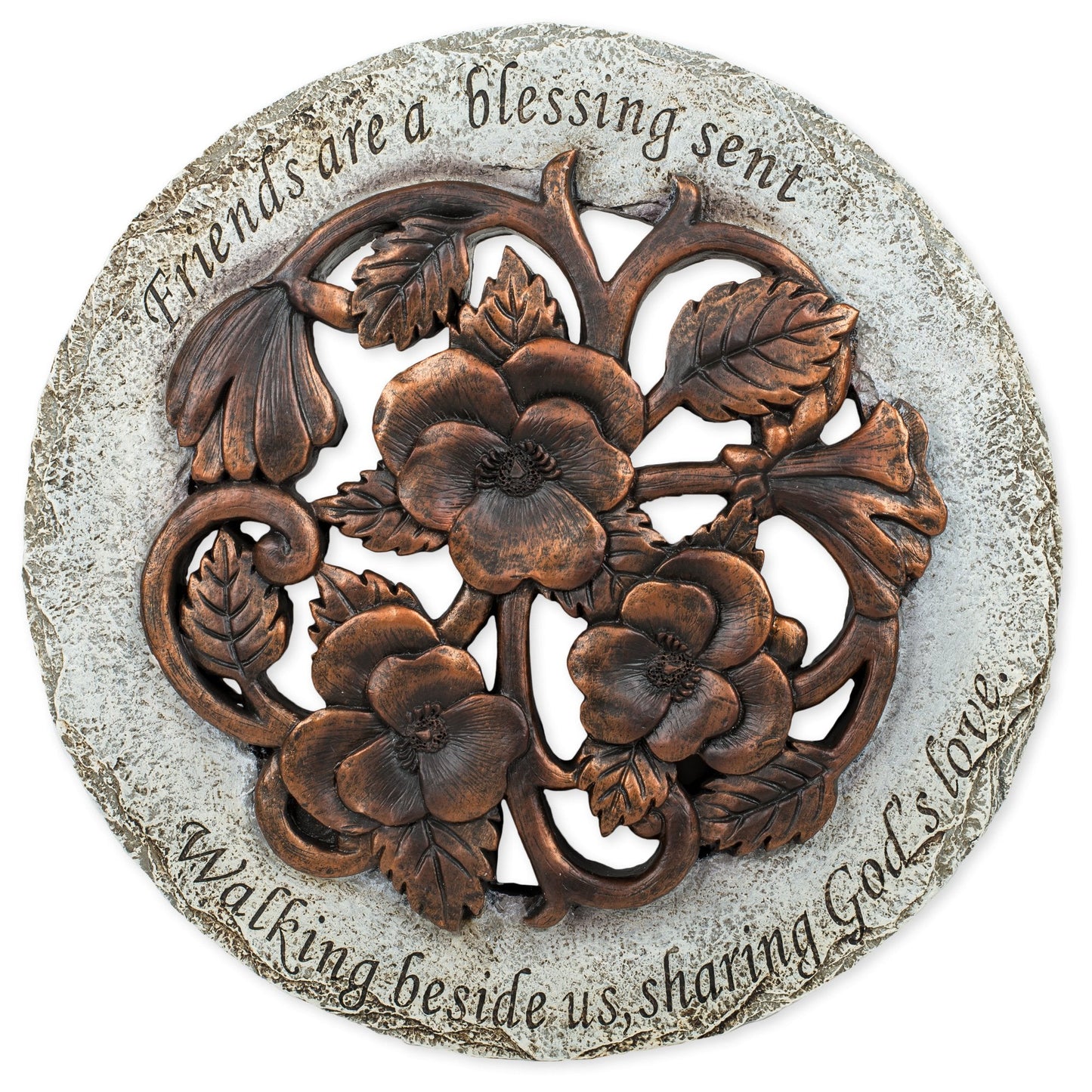 Roman Friends are a Blessing Flower Garden Bronze Finish 12 inch Stepping Stone