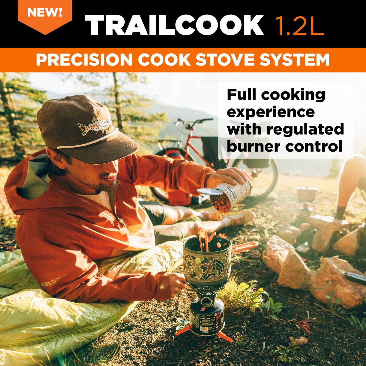 Jetboil TrailCook 1.2L Camping and Backpacking Stove Cooking System with Adjustable Heat Control, New for 2026, Duck Camo