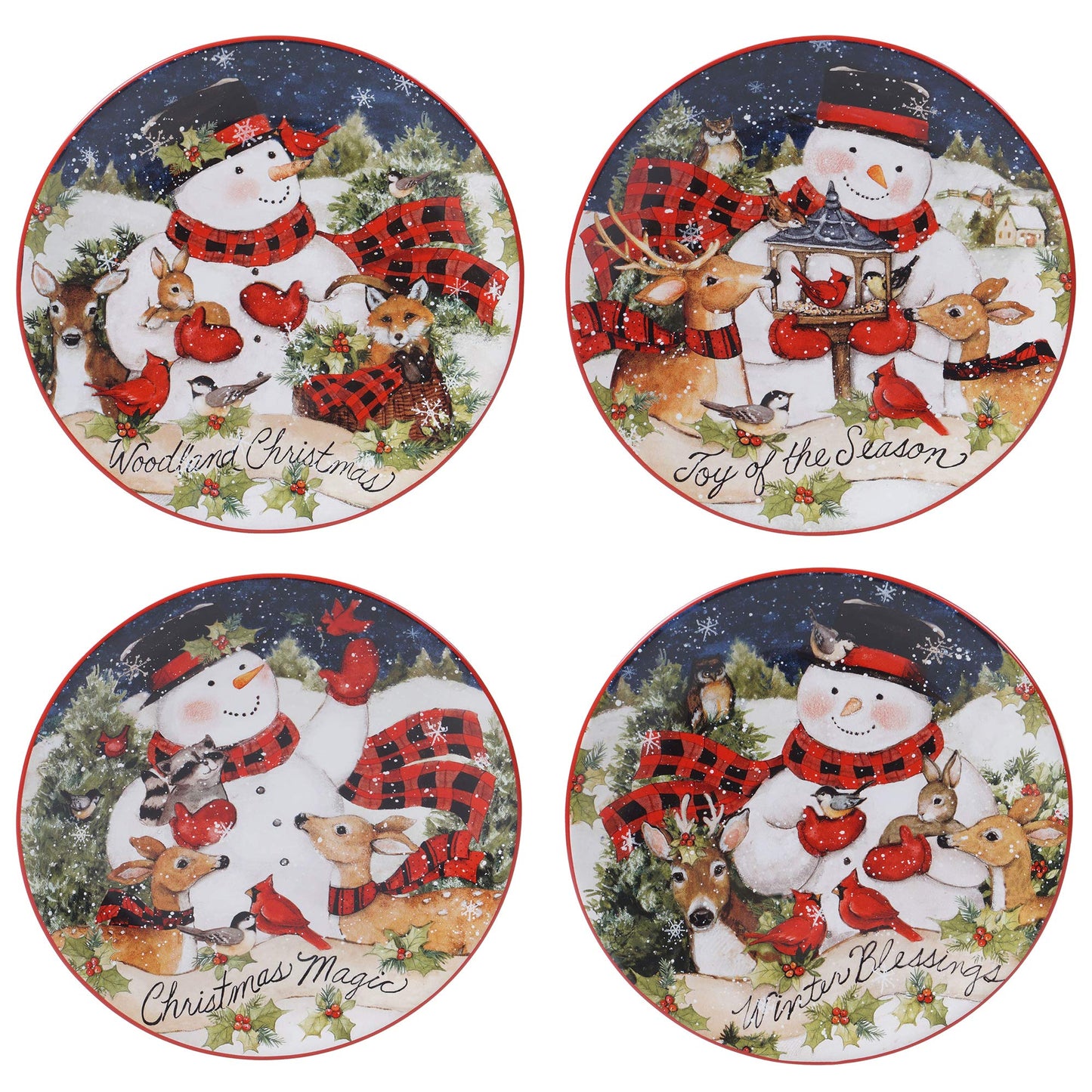 Magic of Christmas Snowman 16-Piece Holiday Dinnerware Set – Service for 4 – Cheerful Winter Plates, Mugs & Bowls for Family Meals, Holiday Gatherings & Festive Table Settings