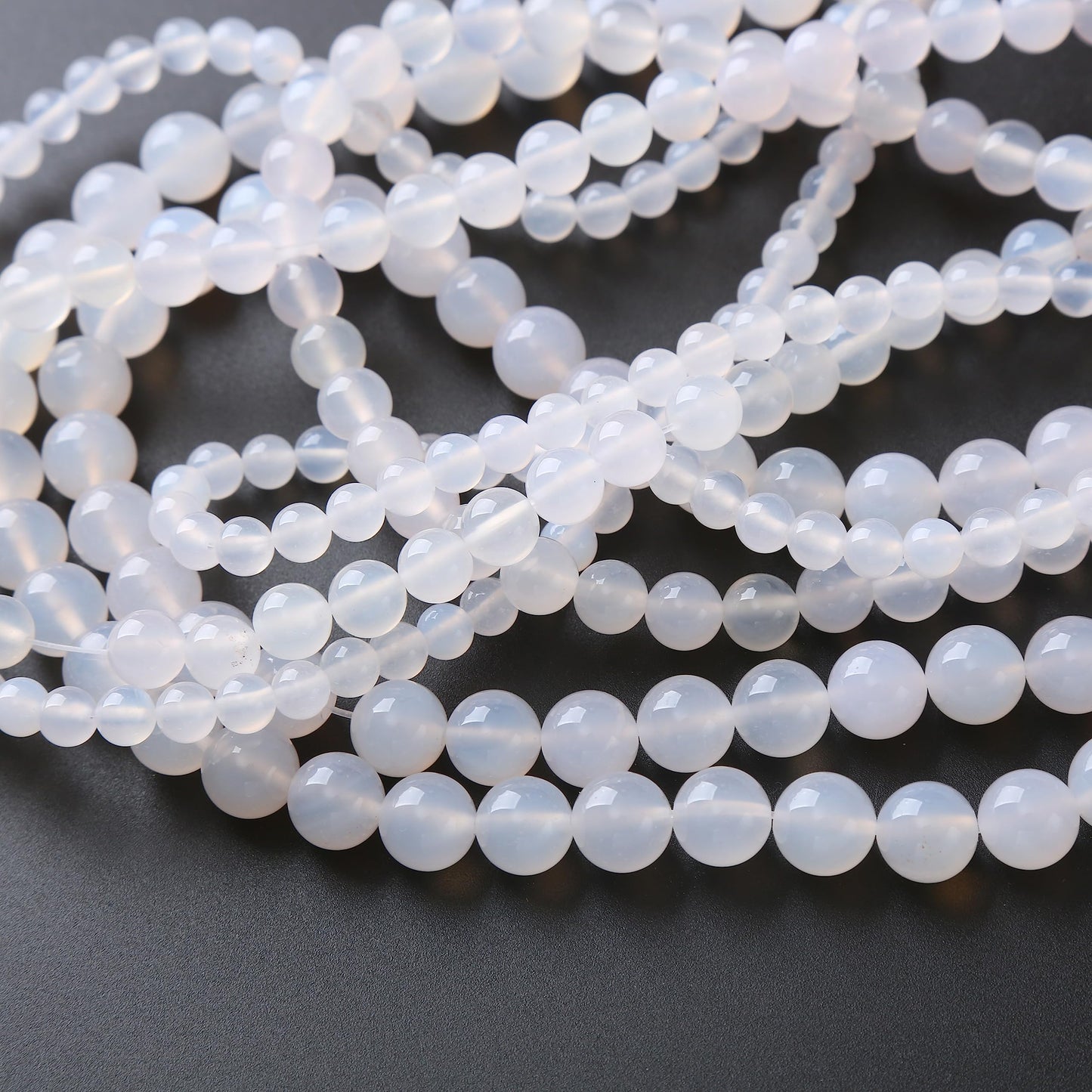 45PCS 8MM Natural White Opal Beads Round Loose Stone Beads for Jewelry Making DIY Energy Stone Healing Power Bracelet 15"