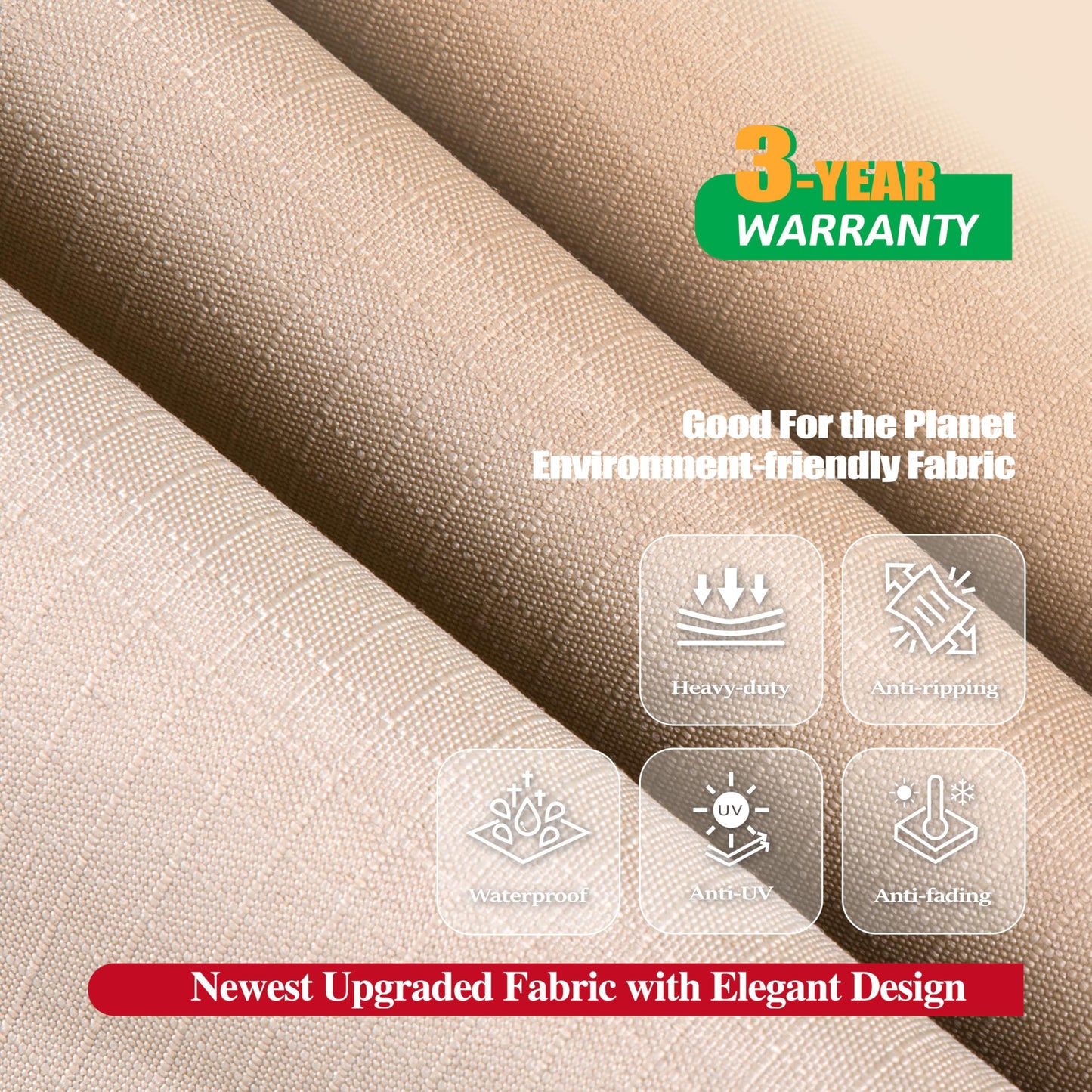 F&J Outdoors Patio Furniture Covers, Waterproof Anti-UV for Table and Chairs Set, Beige, 108"x82"
