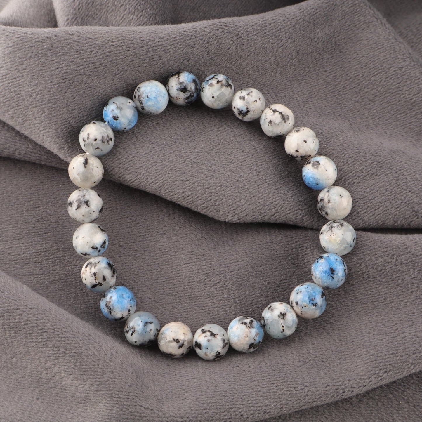 Anagha Jewels Natural K2 Jasper Cystal Beads Bracelet For Women & Men, Handmade 8mm K2 Jasper Beaded Stretch Bracelet 7.5", Energy Power Chakra Healing Bracelet, Blue Stone Bracelet