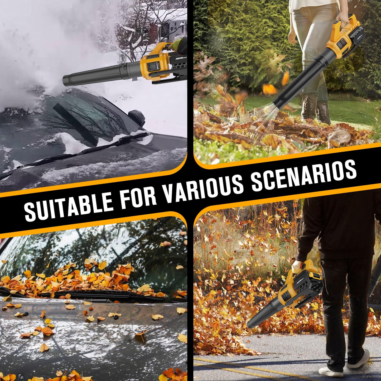 HEINPRO Cordless Leaf Blower Compatible with Dewalt 20V Max Battery 400CFM Electric Leaf Blower Cordless, Variable Speed, Turbo Mode, Leaf blowers Battery Powered for Lawn Care, Yard(Tool Only)