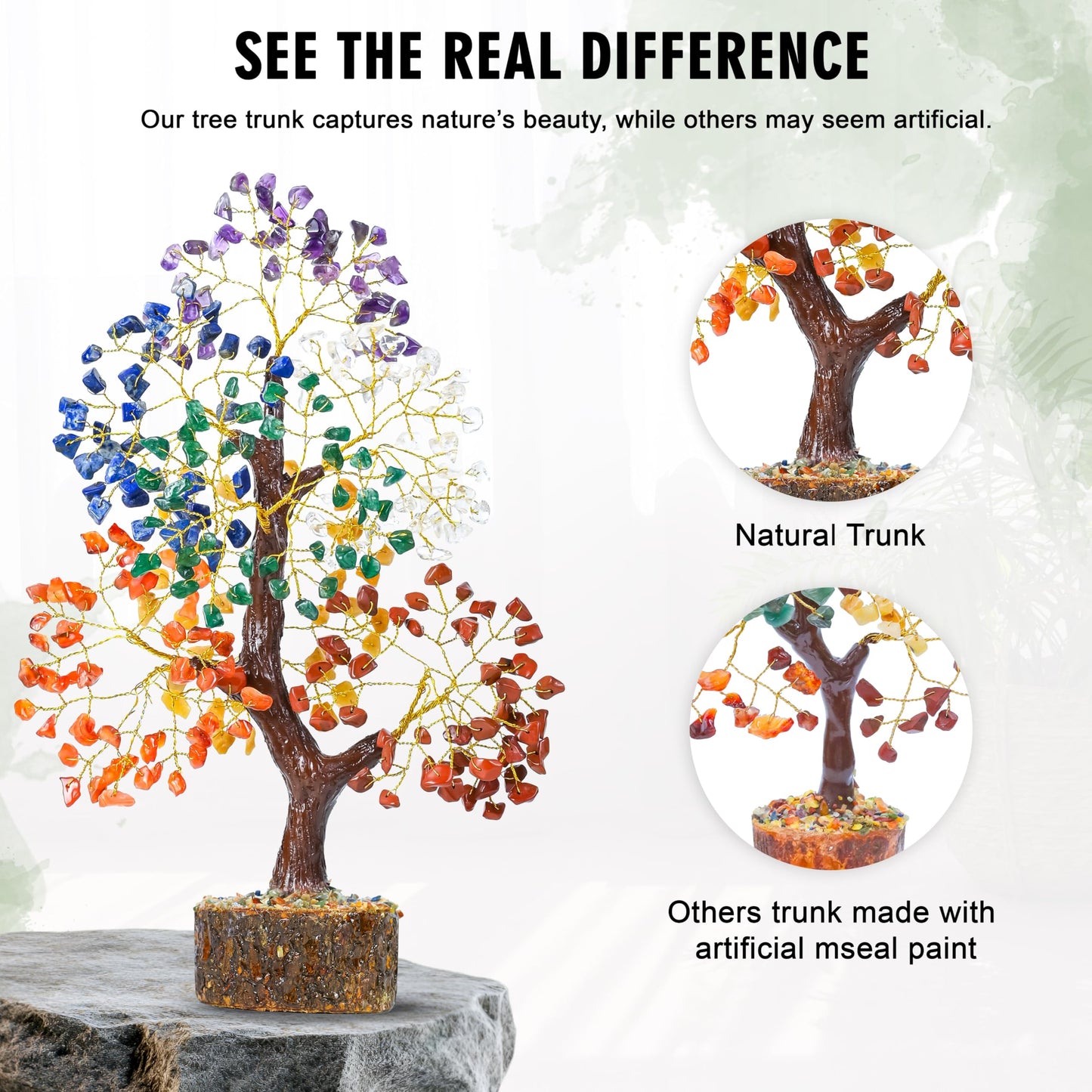 Crocon® Natural Trunk 7 Chakra Crystals Tree of Life, Birthday Gifts for Women, Men & Friends, Crystals & Healing Stones, Home Decor, Men Gift Ideas, House Warming Gifts New Home for Mom & Sister