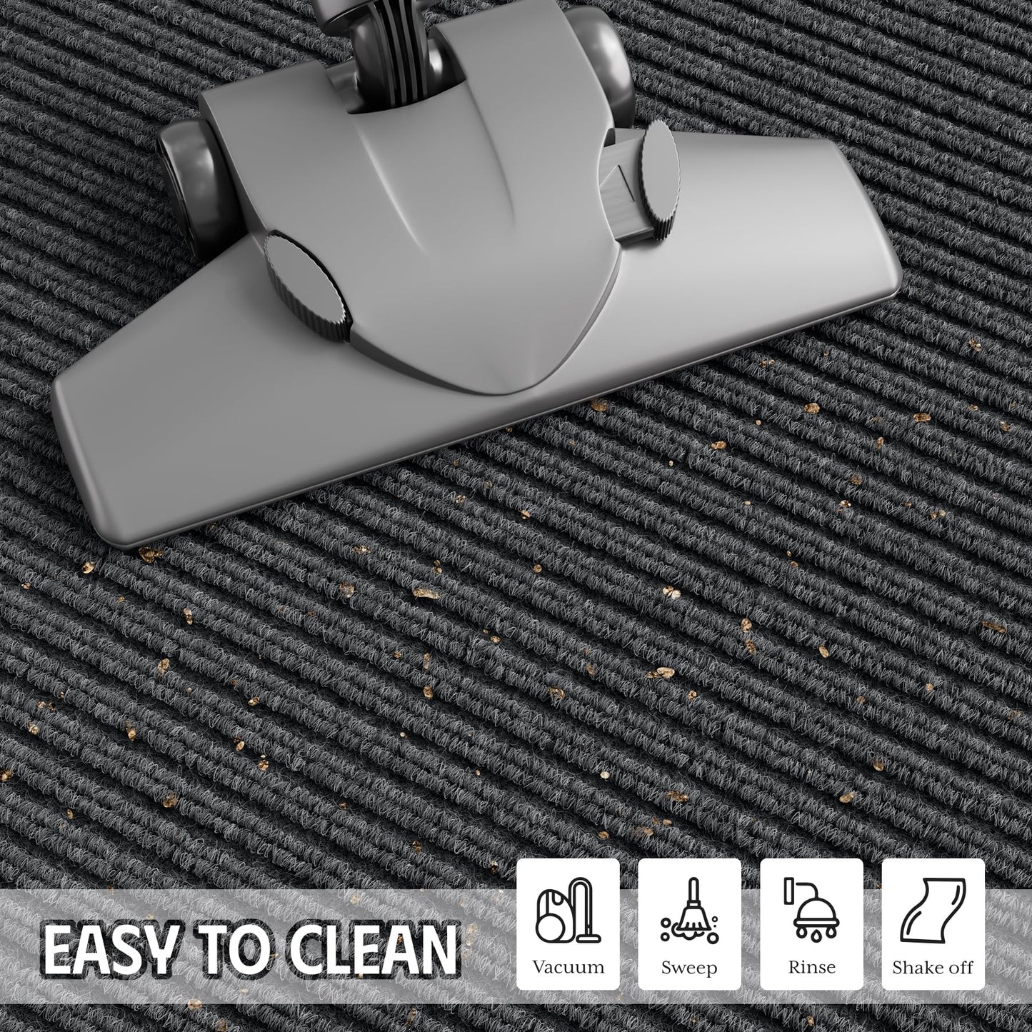 EZ2LIVE Front Door Mat, 3' x 5' Heavy Duty Door Mat Outside Entrance, Non-Slip Welcome Mat, Absorbent & Dirt Resistant, Low Profile Large Door Mats, Commercial Rugs for Entryway Indoor Outdoor, Grey