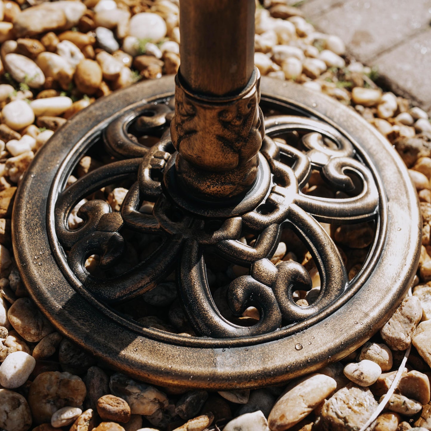 Backyard Expressions Outdoor Garden Bird Bath - Bronze - Weather Resistant Resin with Ground Stakes - 27 Inch