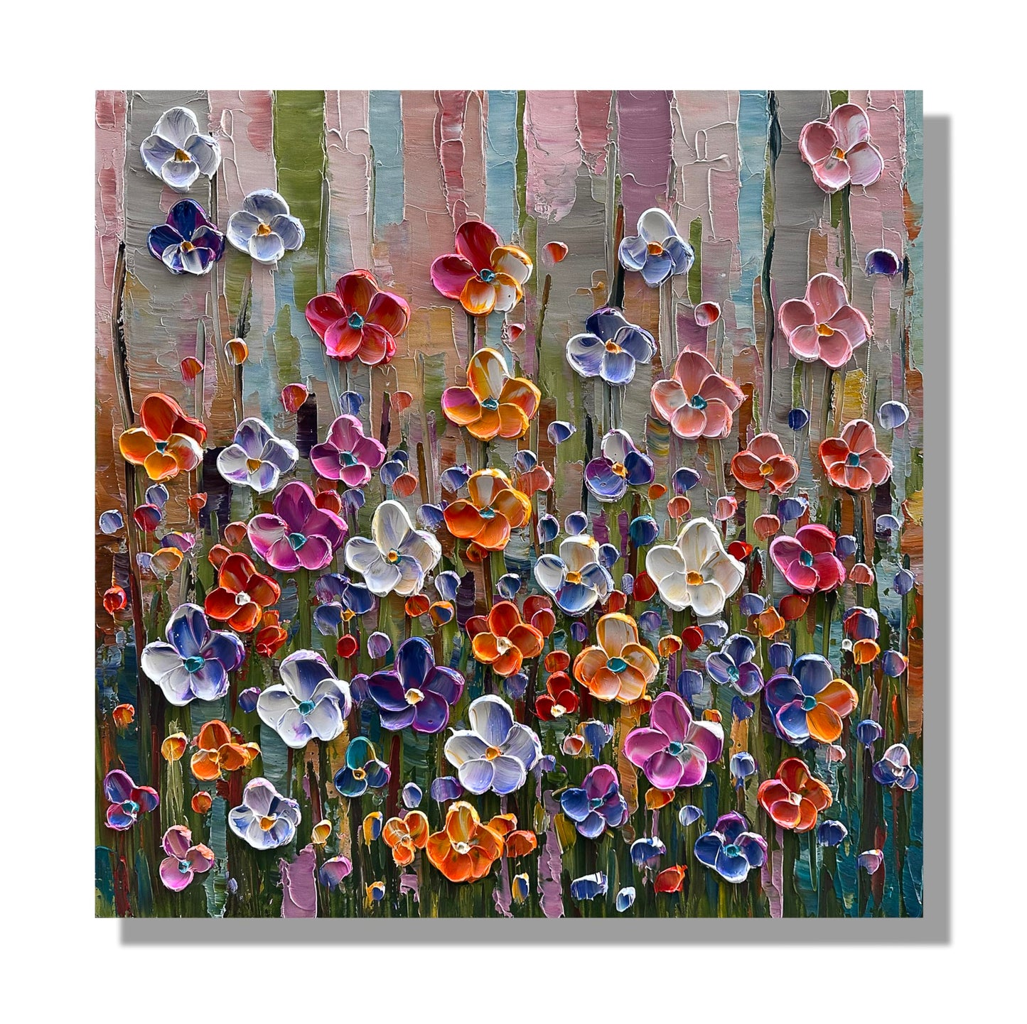 Diathou Art Hand-painted canvas wall decorations, modern floral country-style oil paintings, suitable for bedroom, bathroom and office walls as natural painting artworks.30x30 inches