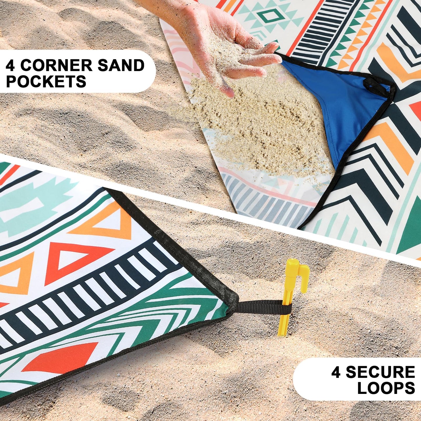 HIHOHO Beach Blanket Waterproof Sandproof Extra Large Beach Mat 79" X 83"/120"x108"for 1-8 Adults Quick Drying Durable Outdoor Picnic Mat for Beach Travel Camping Hiking