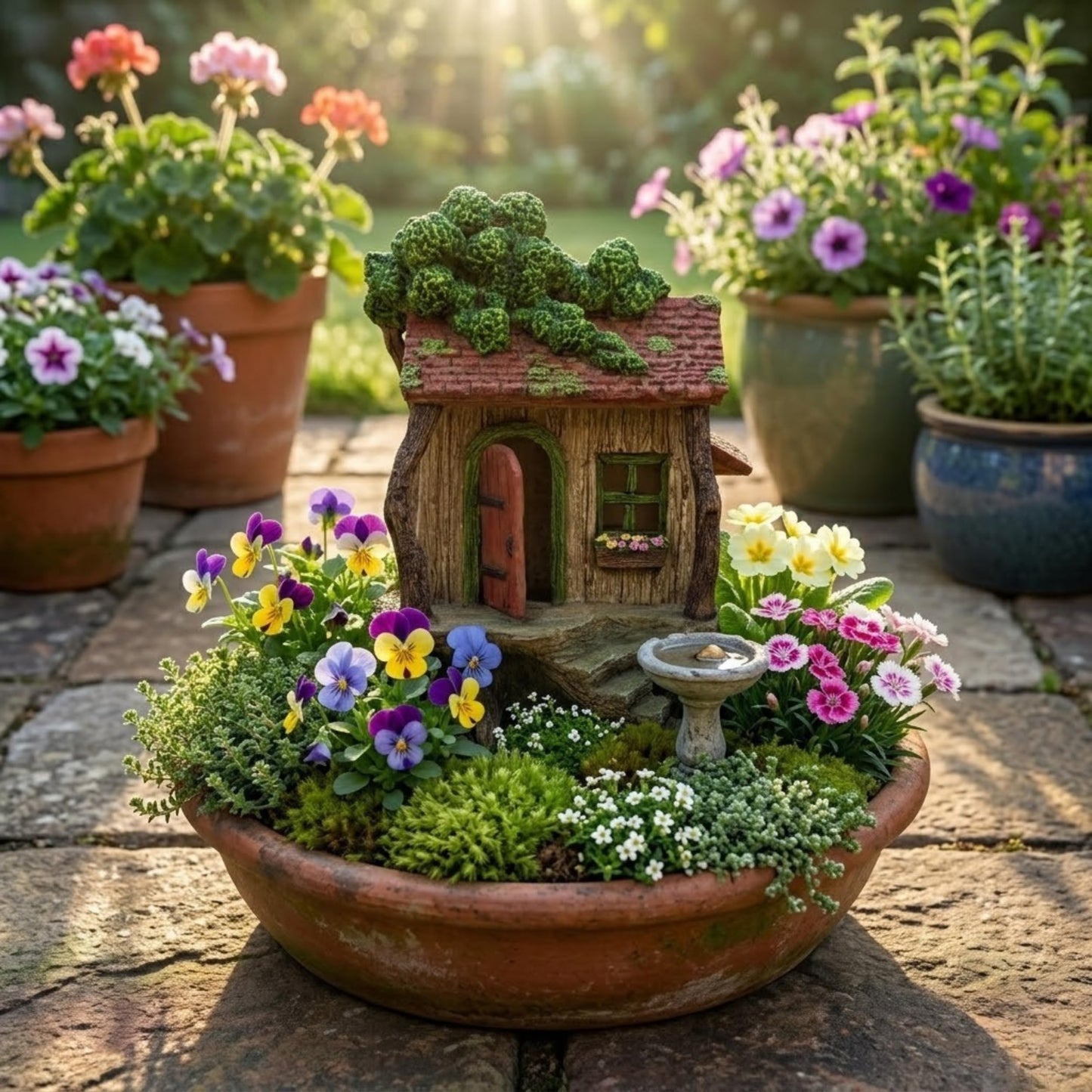 PRETMANNS Fairy Garden House – Fairy House for Outside – 9” High Treehouse with Door that Opens – Sturdy Fairy Garden Building – Lovely Miniature Garden Accessories Supplies