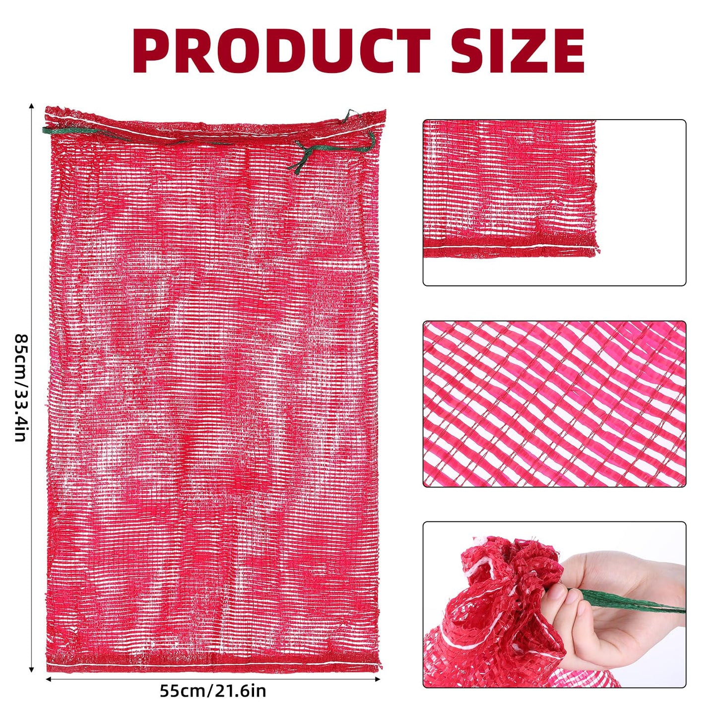 SynHHergyx 50Pcs Extra Large Mesh Produce Bags, 60 lbs Onion Bag 21” x 32” Reusable Washable Breathable Vegetable Storage Net Bags with Drawstring for Firewood Onions Potatoes Carrot Corn Crawfish