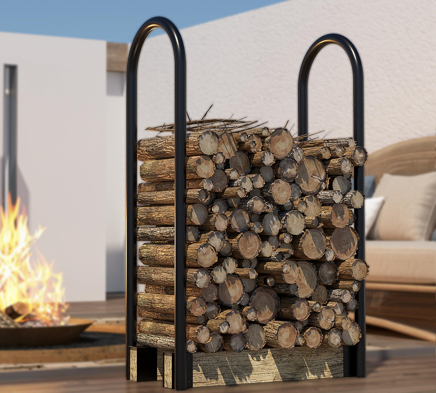 Fire Beauty Firewood Rack Log Holder,Log Storage Holder,Storage Rack,Firewood Stacker for Fireplace Indoor Outdoor(Adjustable)