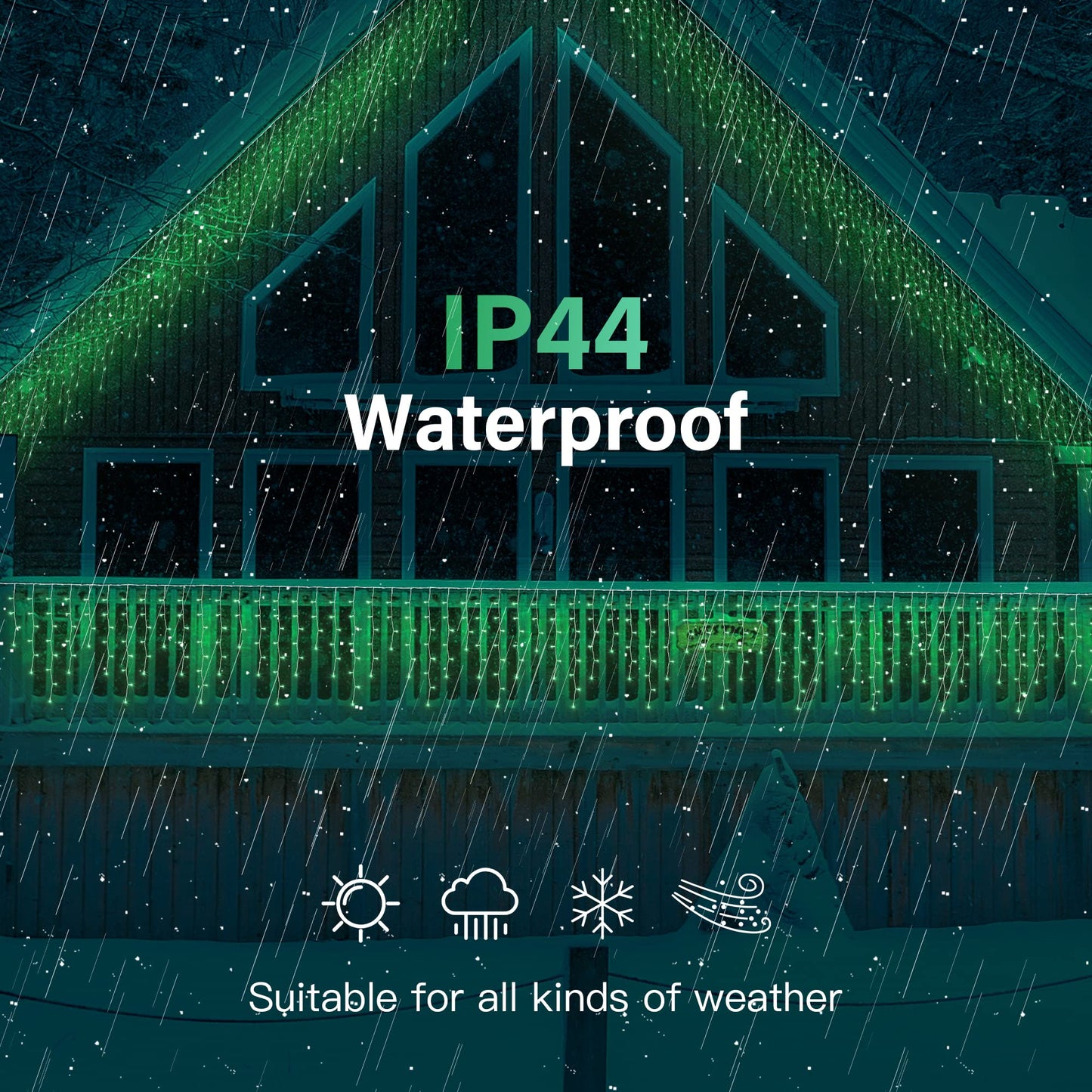 Qunlight 300LED Icicle Lights for Outside,Green Curtain Lights for St Patrick Day,8 Modes with 30V Plug in for Wedding, Party,Bedroom,Home,Garden,Outdoor,Indoor Wall,Christmas Decorations,Connectable