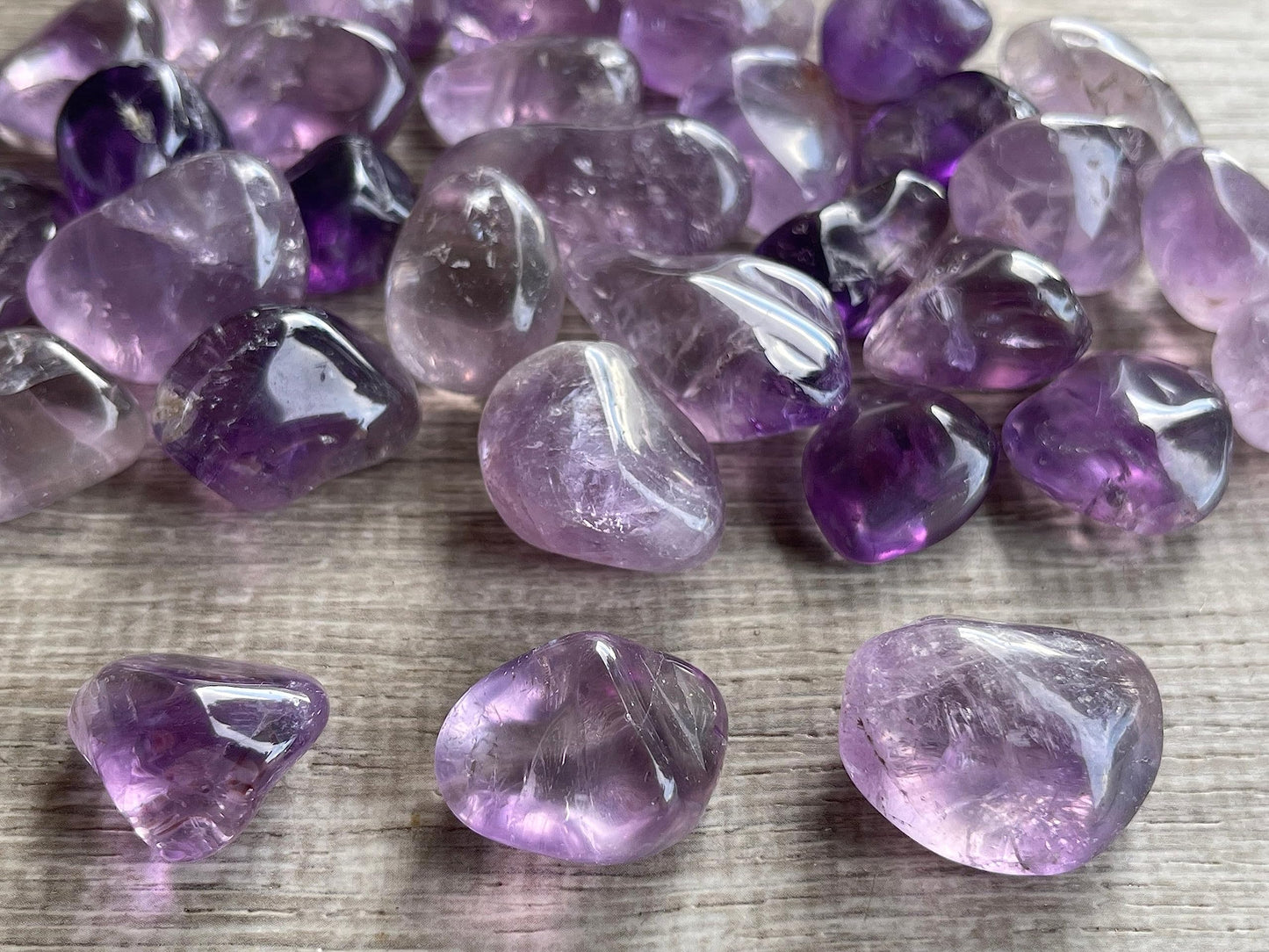 GAF TREASURES 5 Pcs Amethyst Tumbled Stones, Polished Natural Amethyst Gemstone, Amethyst Healing Crystals (Amethyst)