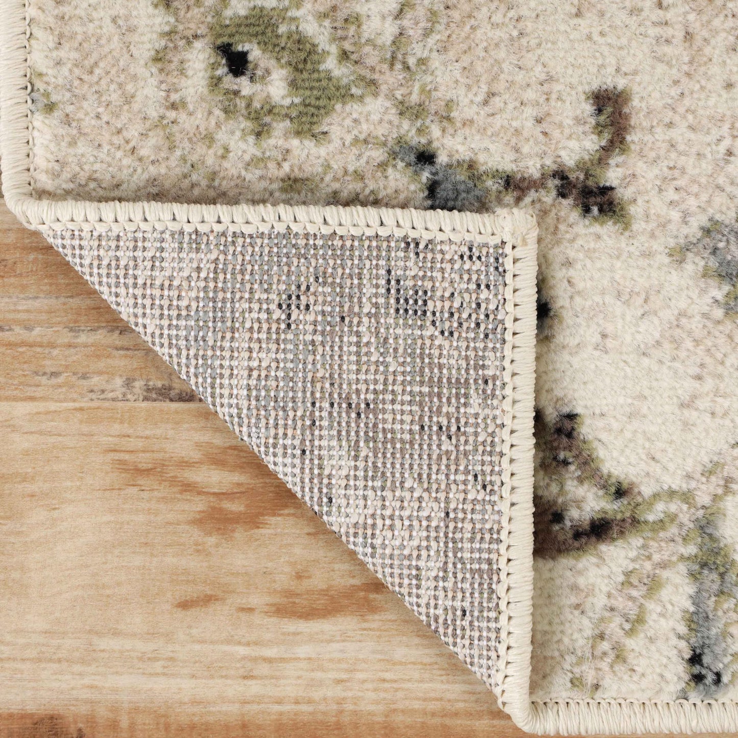 Superior Indoor Large Area Rug for Hallways, Entry, Office, Living/Bedroom, Hardwood, Tile, Floor Cover, Plush Carpet Cover, Modern Farmhouse Floral Decor, Jacobean Collection, 2' x 3', Beige Brown