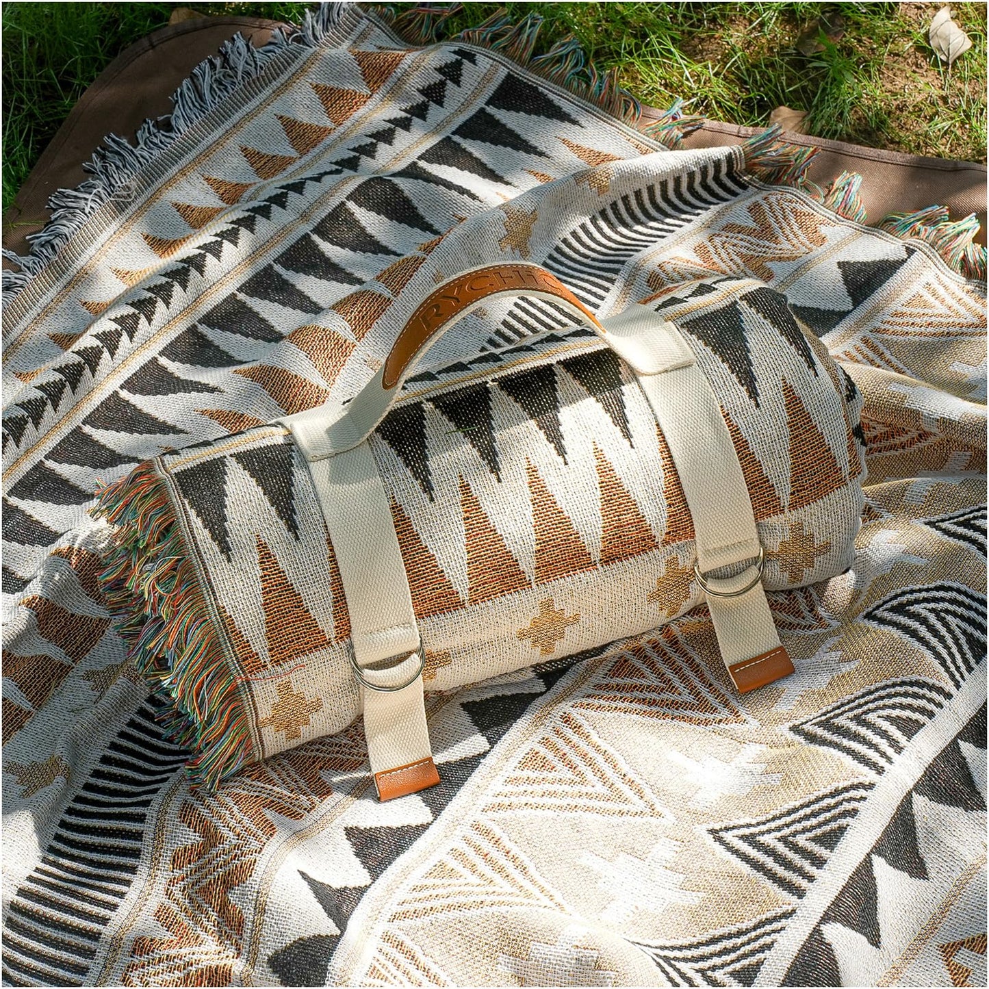 2 in 1 Extra Large Boho Beach Blanket Towel Giant Woven Outdoor Picnic Mat Camping Gear Cruise Essential 2025 Summer Vacation Must Have Airplane Travel Accessories Costa Rica Bahamas Hawaii Trip Stuff